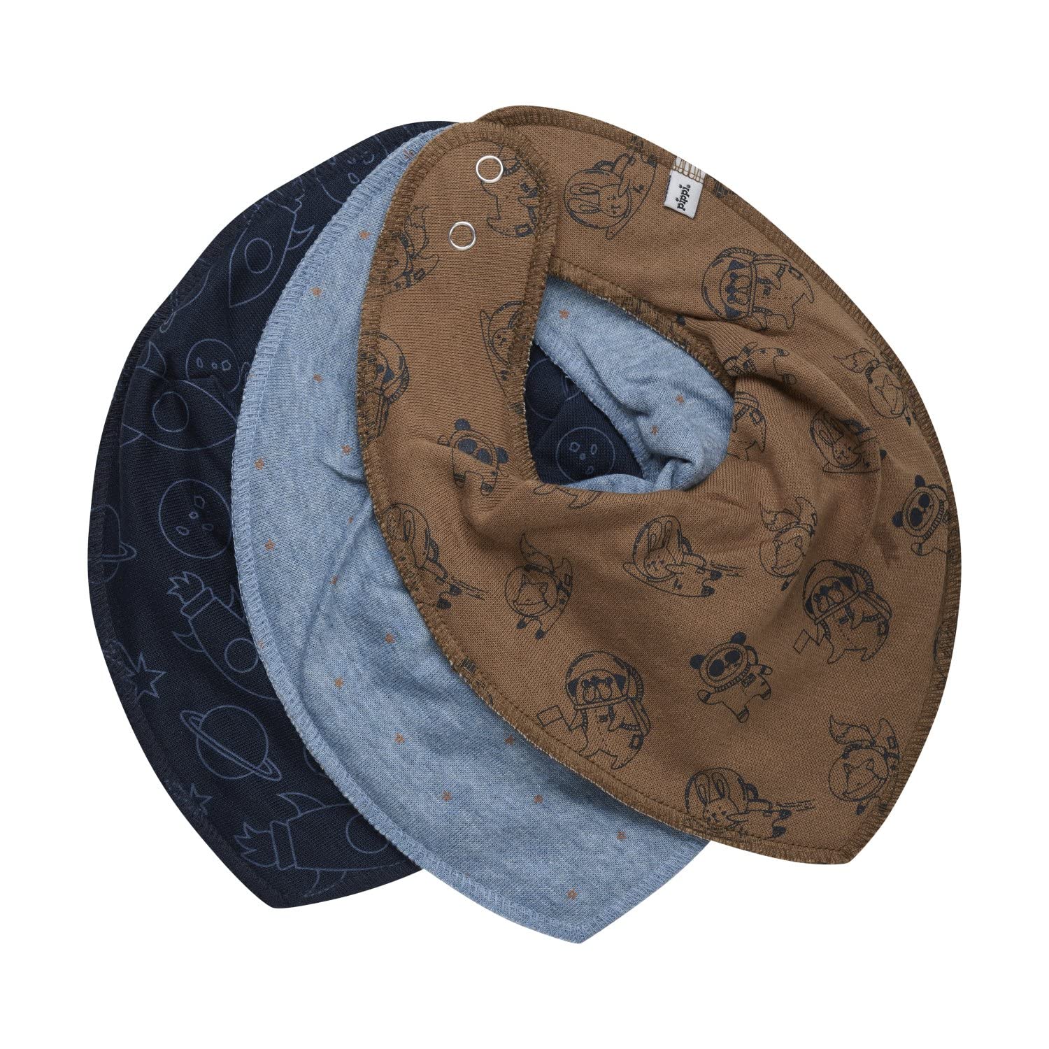 pippi Baby Bandana Bib Boy-AOP (3-Pack) Triangle, Ashley Blue, One Size