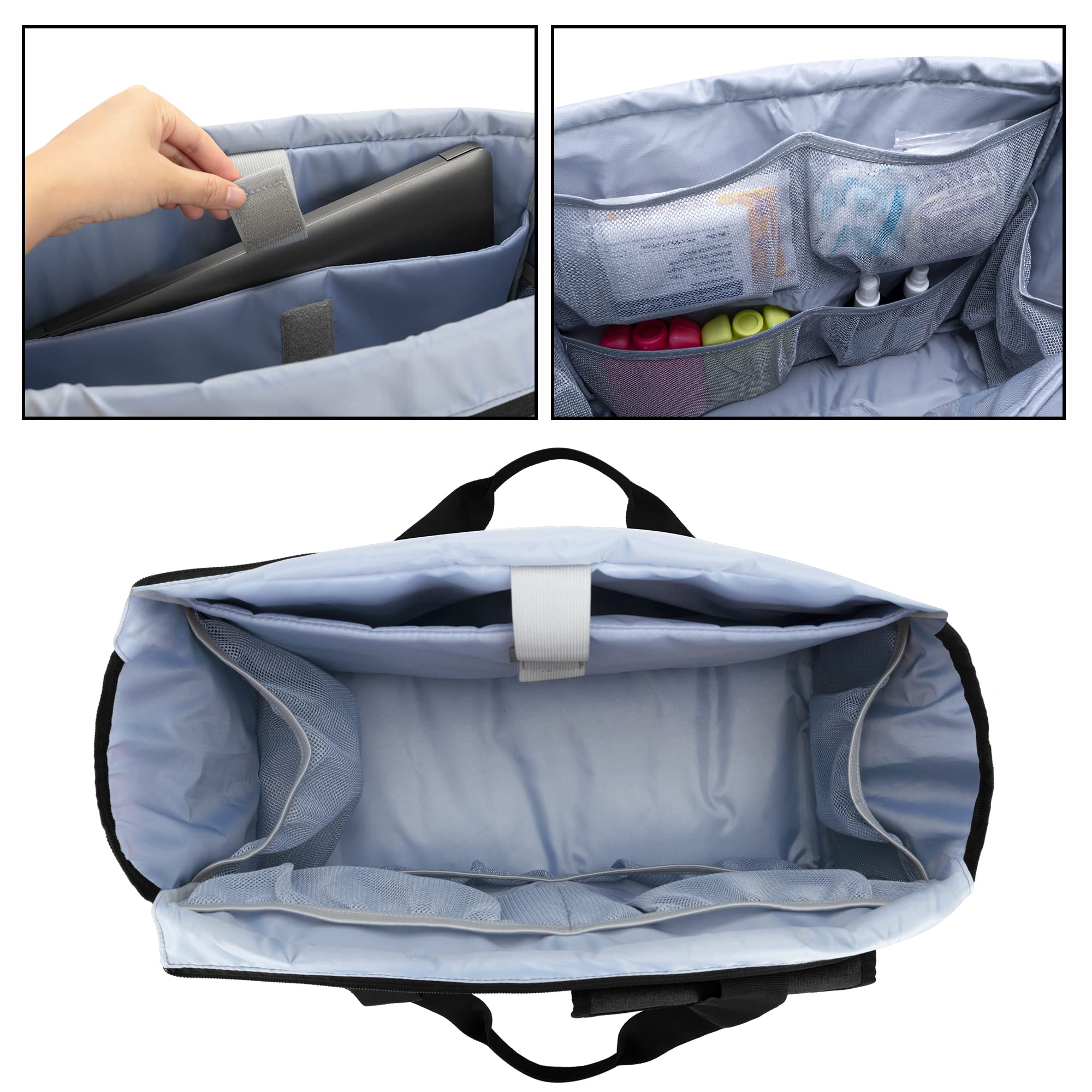 Trunab Sac Fourre-Tout d'Infirmière avec Housse Rembourrée pour Ordinateur Portable de 15,6", Sac d'Infirmière avec Plusieurs Poches pour Les Visites de Soins Palliatifs et Les Soins à Domicile