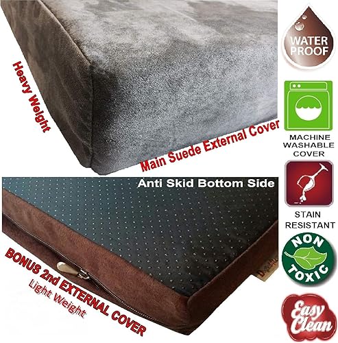 Miniatura 3 de Dogbed4less Cama ortopédica impermeable para perros grandes, funda de gamuza lavable y funda de cama extra para mascotas, 55 x 47 x 4 pulgadas