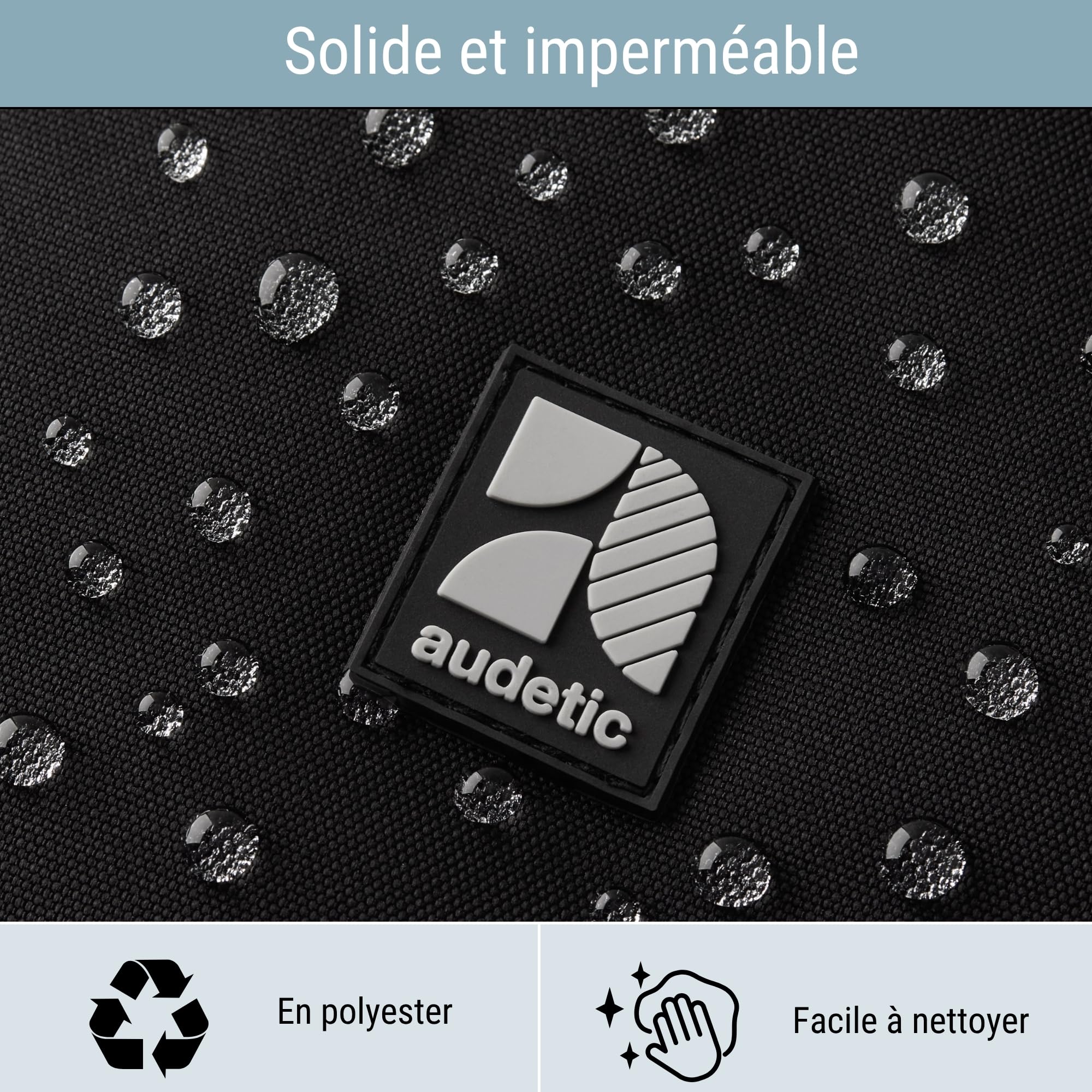 AUDETIC Sac à dos Femme & Homme Noir - Flex - Cartable Fille, Garcon, Ados pour College, Lycee et l'Ecole - Compartiment Ordinateuer Portable - Imperméable