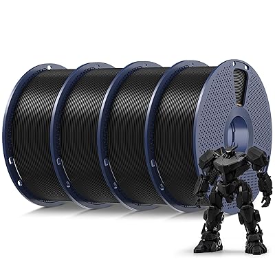 SUNLU 4kg PLA 3D Printer Filament Bundle, Neatly Wound PLA Filament 1.75mm ±0.02mm, Individually Vacuum Packed, 4kg in Total, 1kg per Spool, 4 Pack, 4000g, 4Black