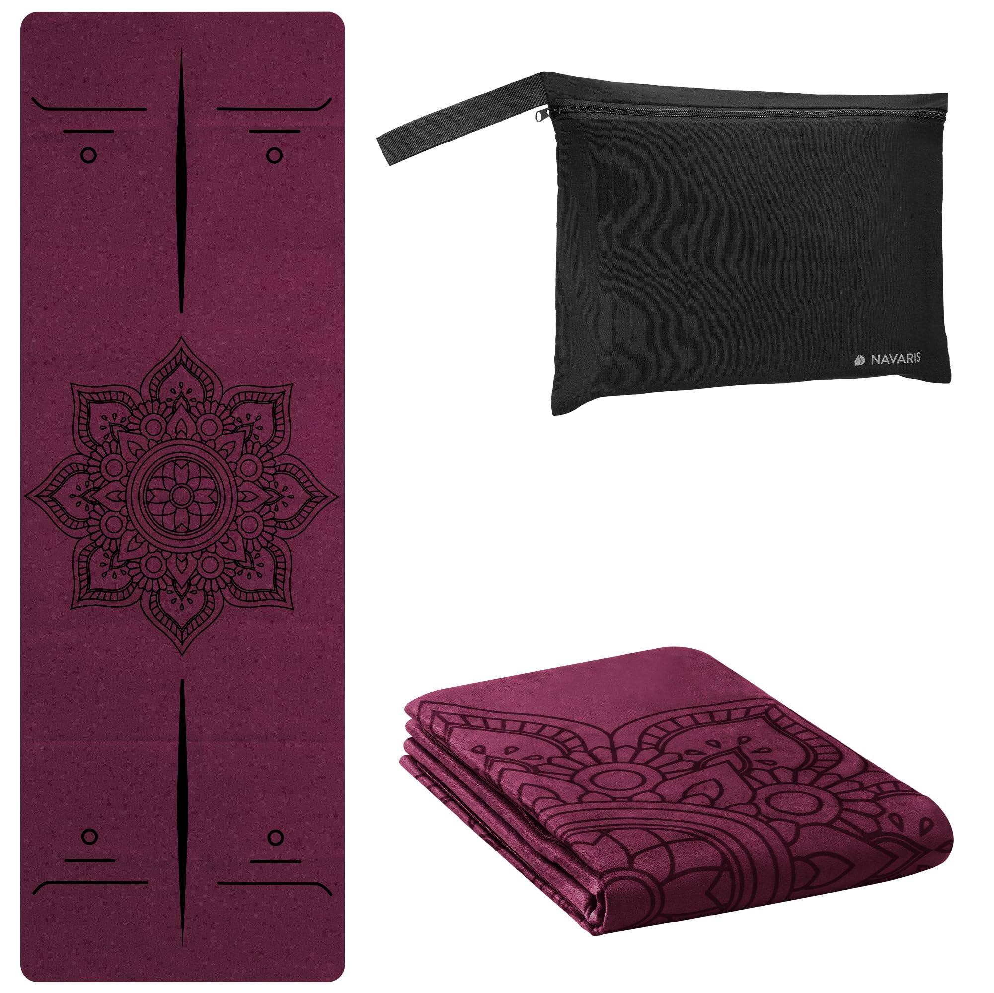 Navaris Tapis de Yoga de Voyage - Tapis d'exercice Pliable pour Gymnastique Pilates Fitness - en Caoutchouc et Coton