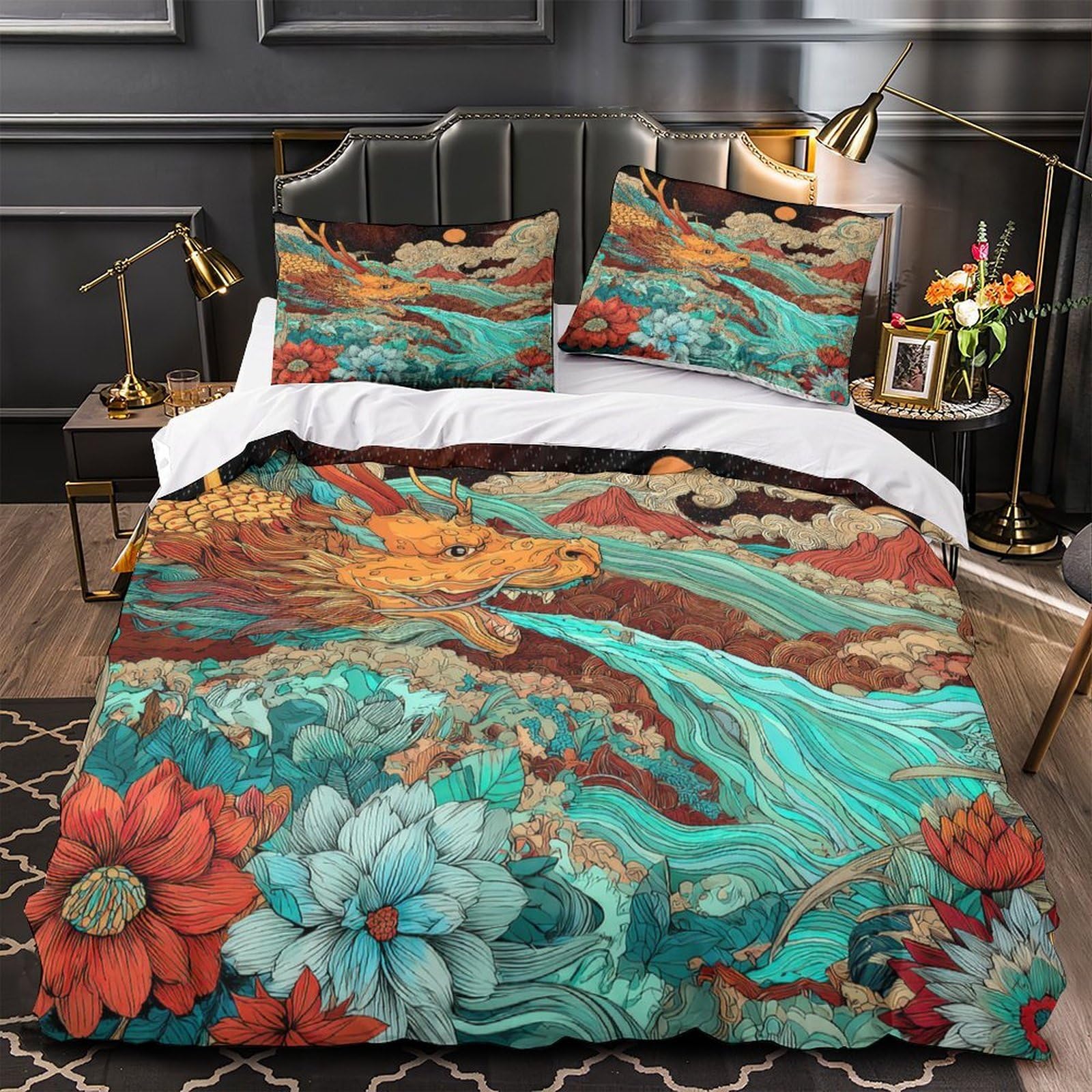Parure de Lit Dragon Mythique Art Fantastique Housse Ultra Douce