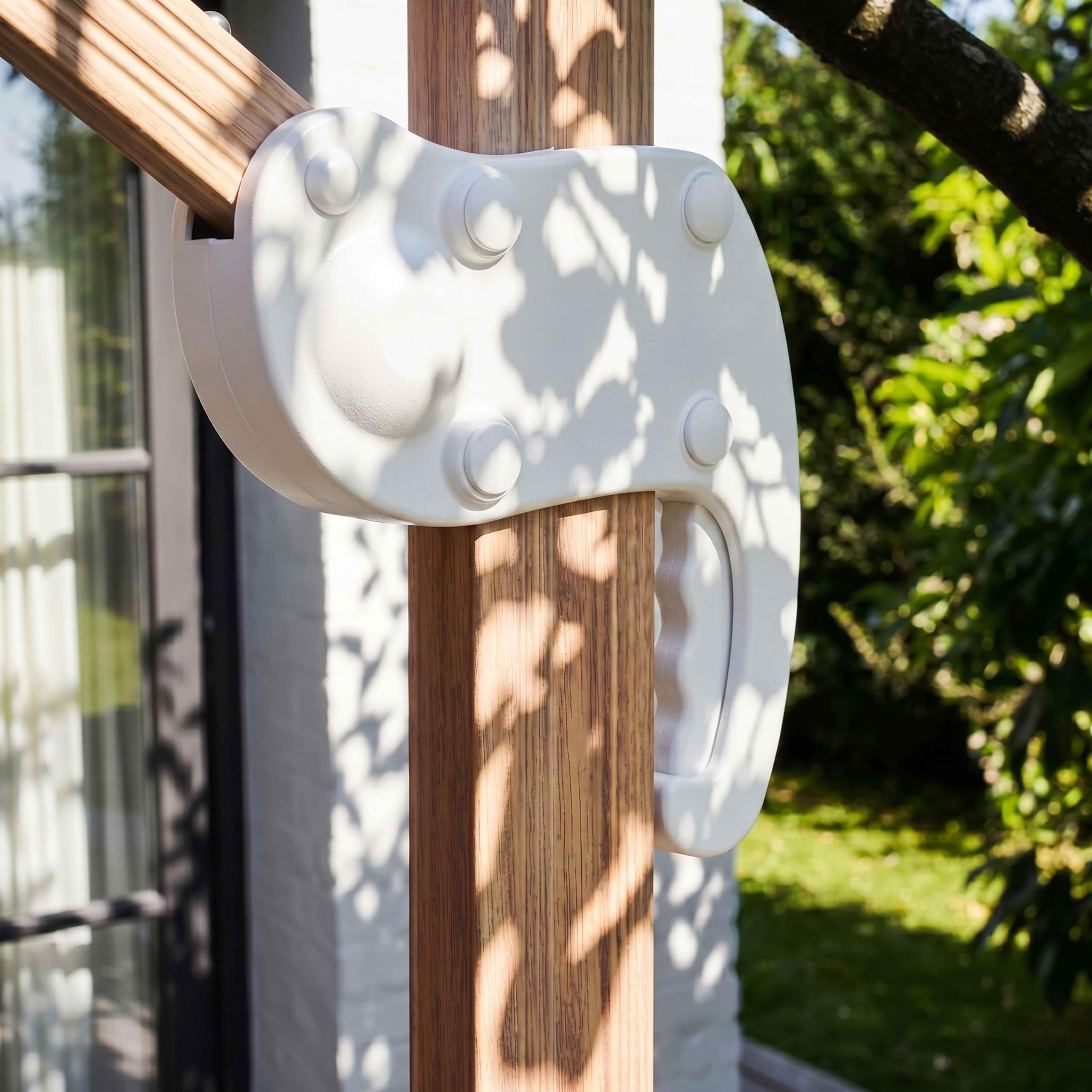 Oviala Parasol déporté carré 3x3m Effet Bois écru