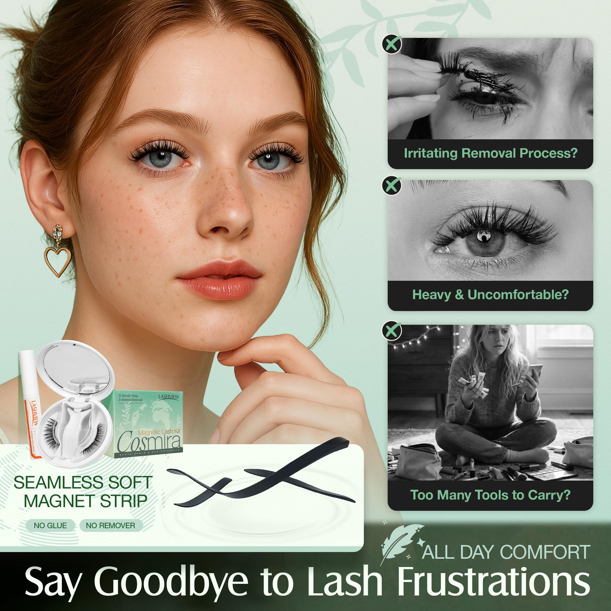 LASHVIEW Weiche, magnetische Wimpern mit Applikator, wiederverwendbar, weich, magnetisch, natürliches Aussehen, kein Kleber erforderlich, bequem und praktisch, tragbare All-in-One-Box (RCY24)