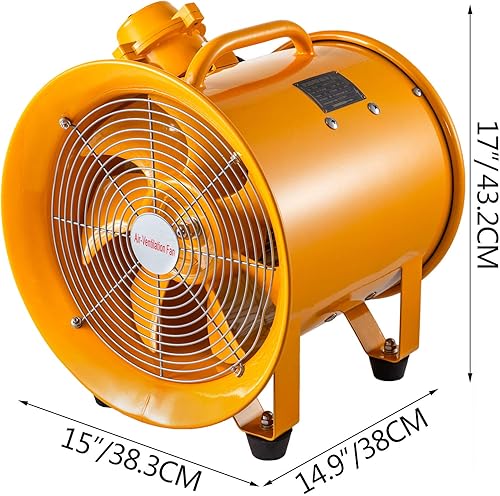 Miniatura 3 de Ventilador a prueba de explosiones de 12 pulgadas (11.811 in) Ventilador utilitario 550 W 110 V 60 HZ Velocidad 3450 RPM | Manguera flexible de