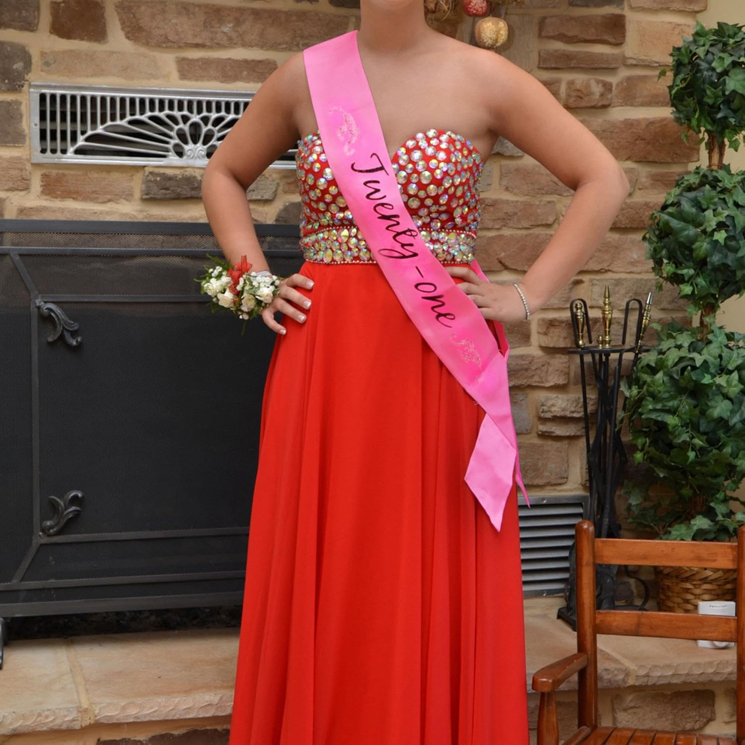 elope 21st Birthday Sash for Women, Hot Pink with Glitter image 3