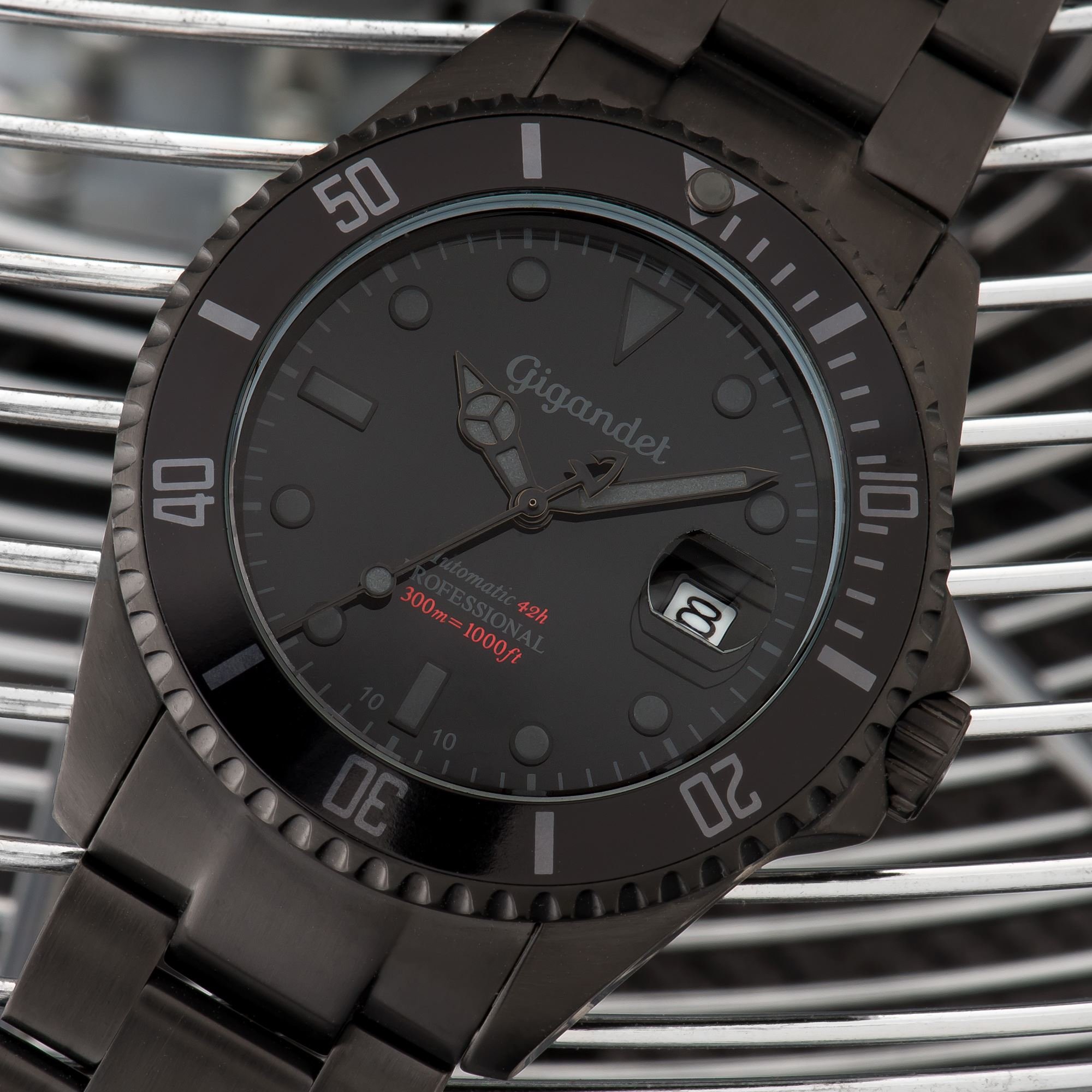 Gigandet Reloj de Hombre Automático Sea Ground Reloj de Buceo Analógico Correa de Acero Negro G2-010