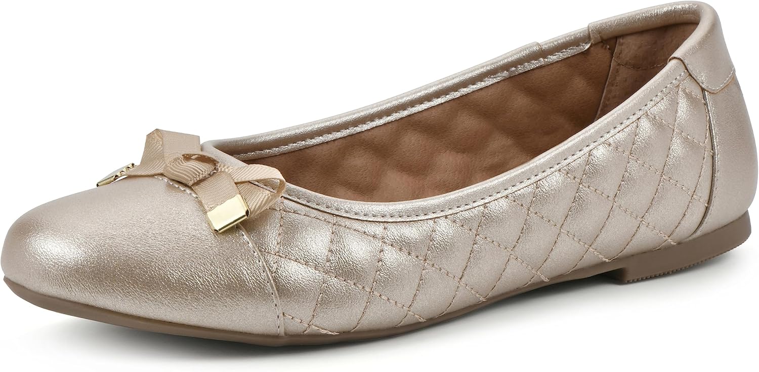 WHITE MOUNTAIN Women's Shoes Seaglass Ballet Flat, Ant Gold/Metallic, 7 W