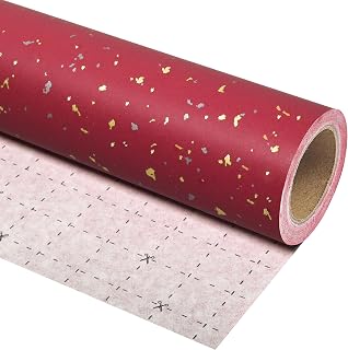 Altarho burgundy gift wrap with gold foil flakes