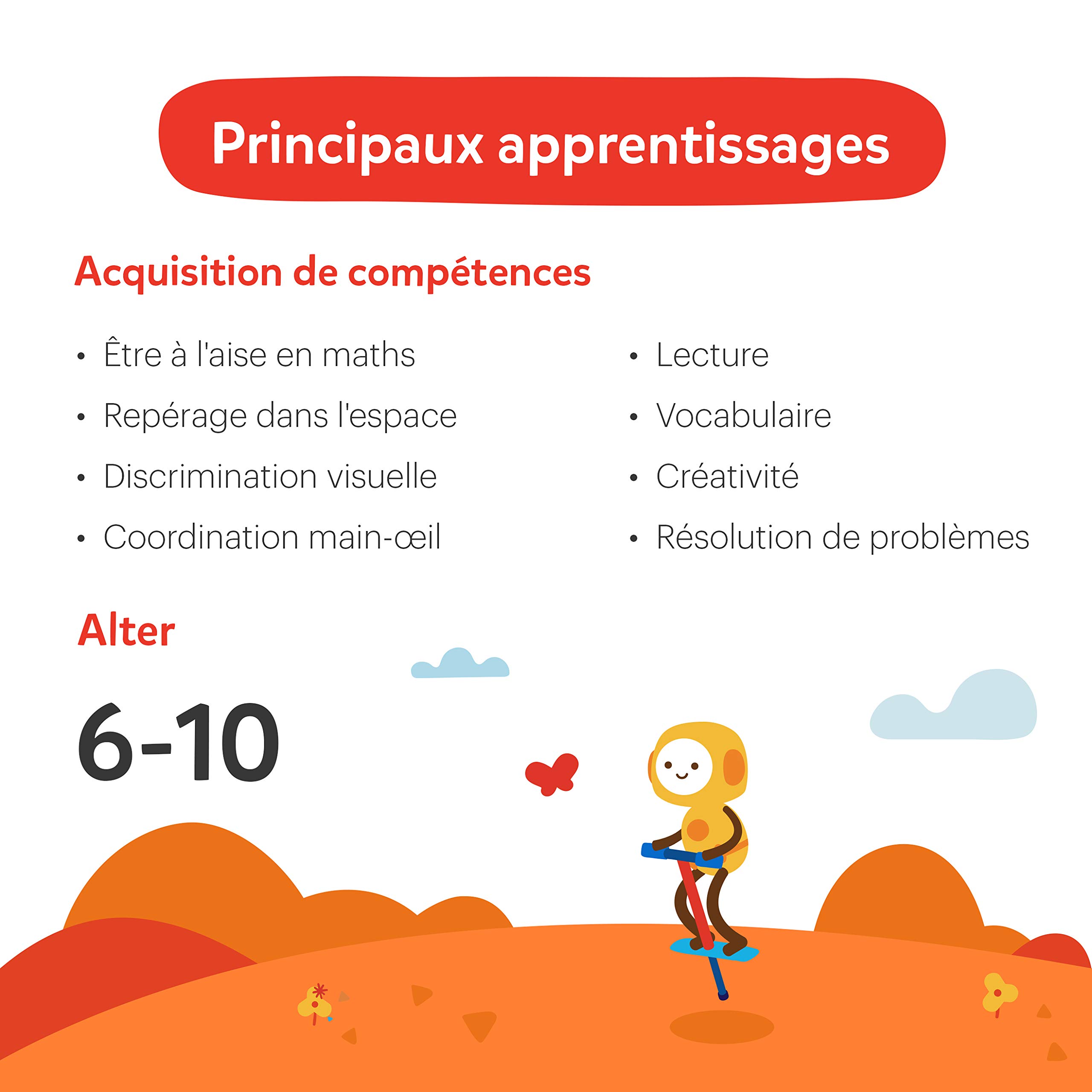Osmo -Coffret complet Genius pour iPad -Genius Starter Kit -Âges 6-10ans -5 jeux d'apprentissage interactifs : maths, orthographe, art, physique,créativité et plus encore(base Osmo pour iPad incluse)