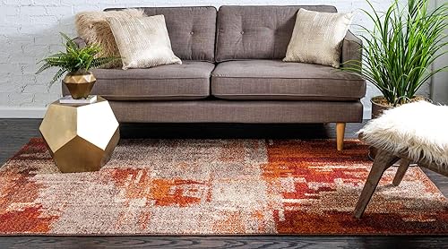 Miniatura 3 de Unique Loom - Tapete con diseño abstracto, informal, moderno y contemporáneo de la colección otoñal, rectangular de 5 x 8 pies, diseño rústico
