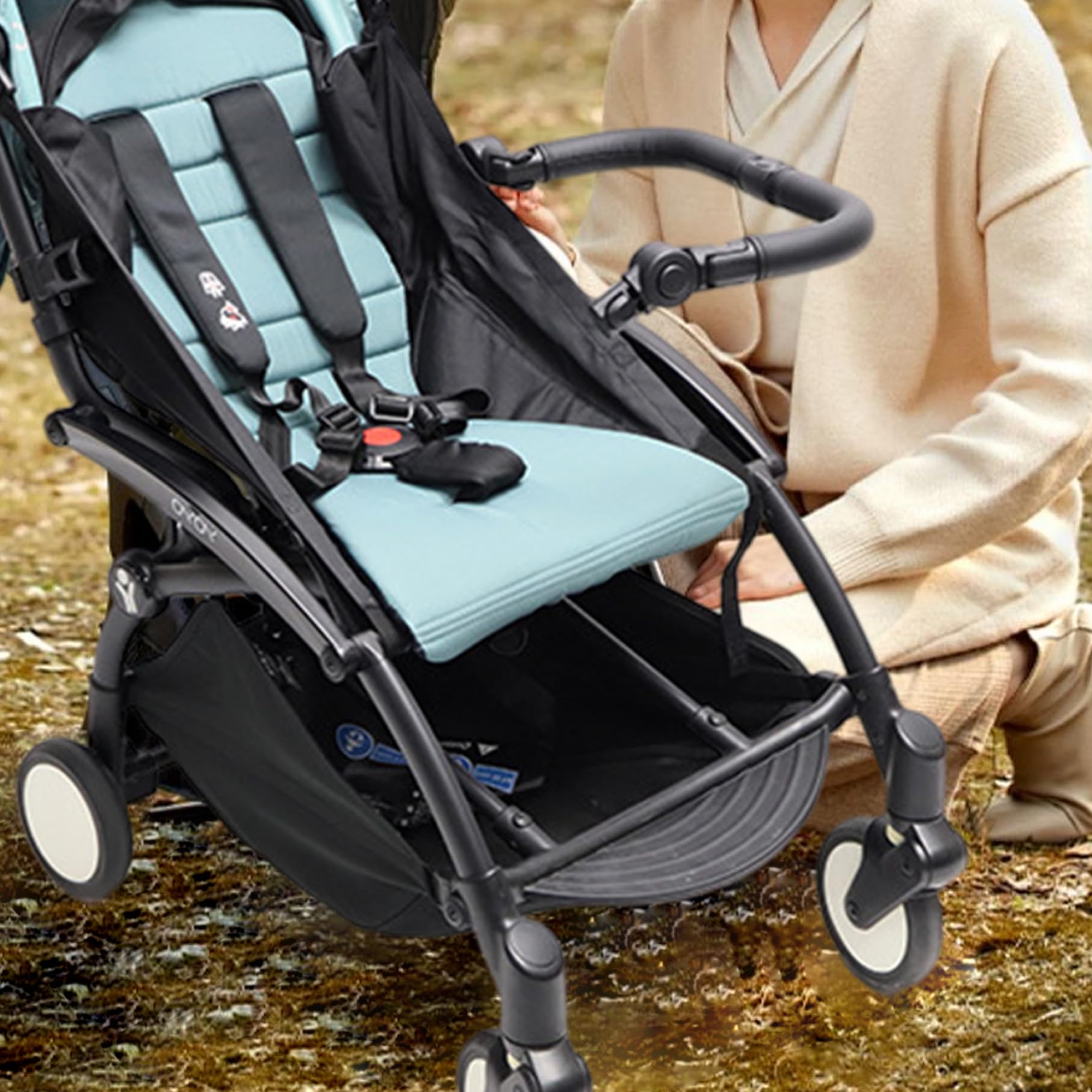 Barra paraurti per passeggino Accessori per maniglia per passeggino multifunzionali regolabili in pelle PU con interruttore a pulsante per accessori di sicurezza per neonati