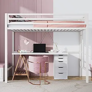 SHA CERLIN Metal Loft Bed Twin Size