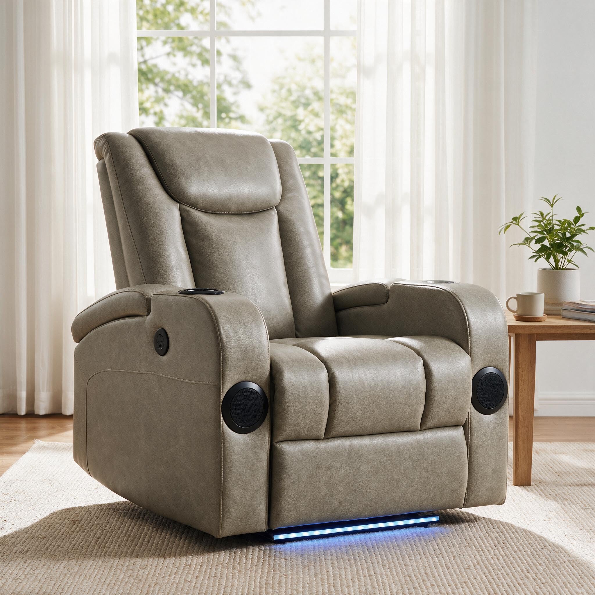 Power Recliner Chair, Reclining Sofa with Bluetooth Speakers, Green