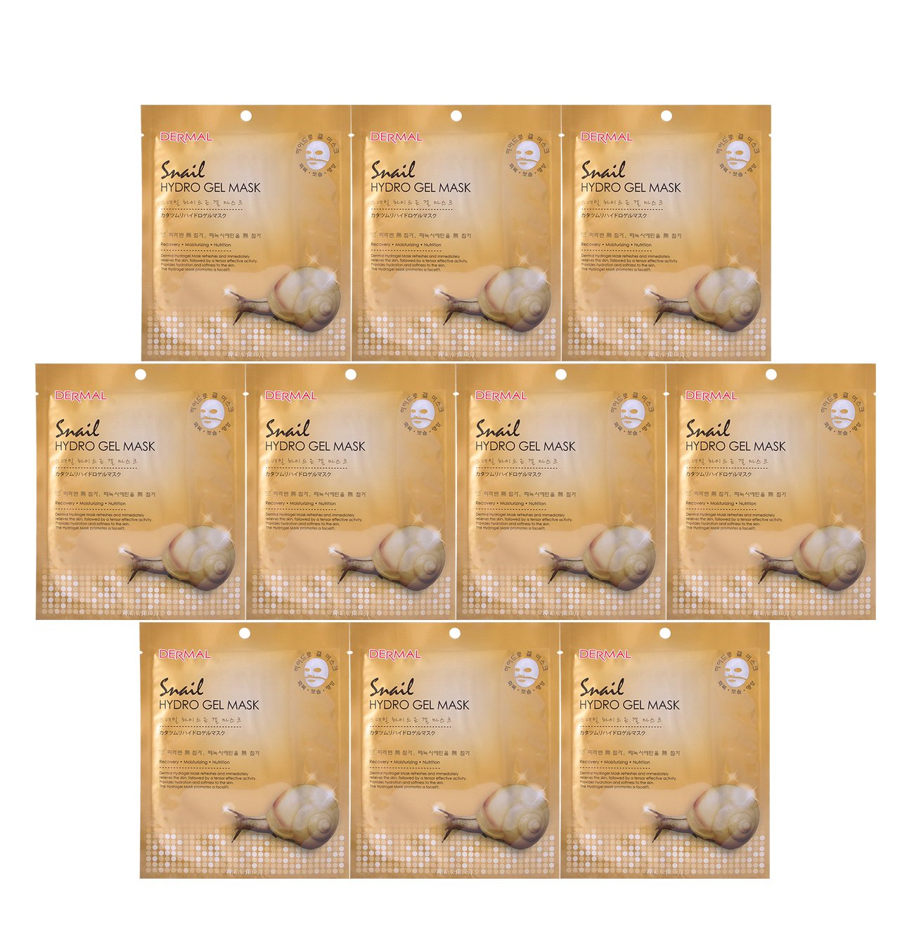 Dermal Korea Collagen Hydro Gel Facial Mask - Snail (10 pack)
