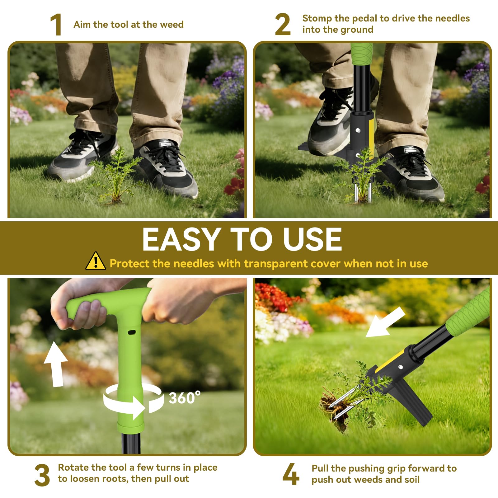 Ergohortus Weed Remover Tool, Stand Up Weed Puller Root Remover, Garden Weeding Tool with Long Handle, Heavy Duty Weeder Tool Standup Weed Root Pulling Tool and Picker, Grabber — view 7