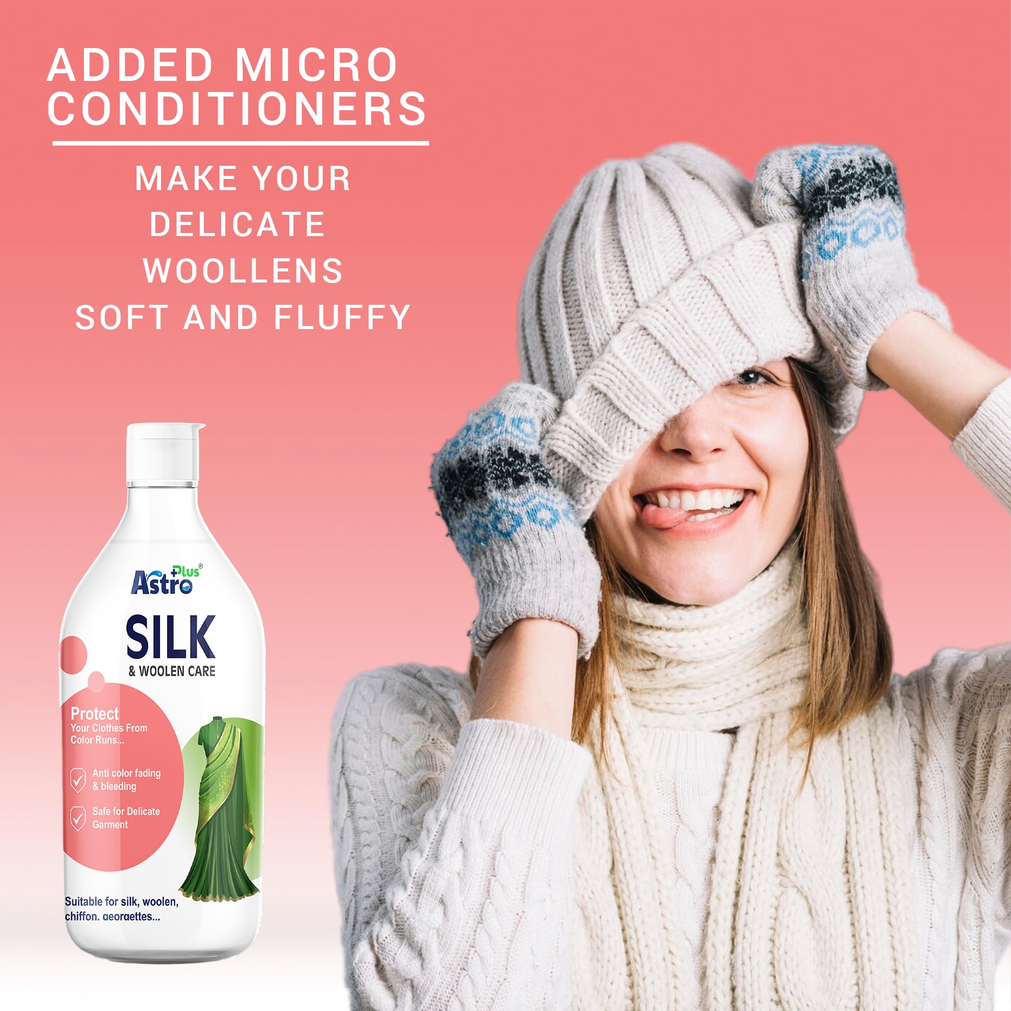 Astro Plus+ Silk & Woolen Care Washing Liquid - 500ML | Delicate Detergent for Silk Saree & Woolen Clothes Wash at Home 2