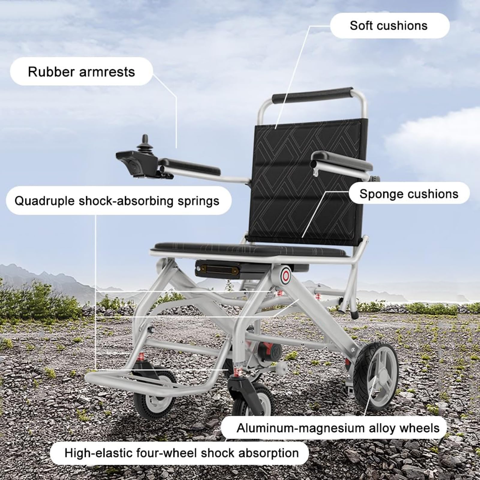 Fauteuil roulant électrique, pliable et portable avec portée de 36 km pour personnes âgées et adultes, idéal pour un usage quotidien en voyage