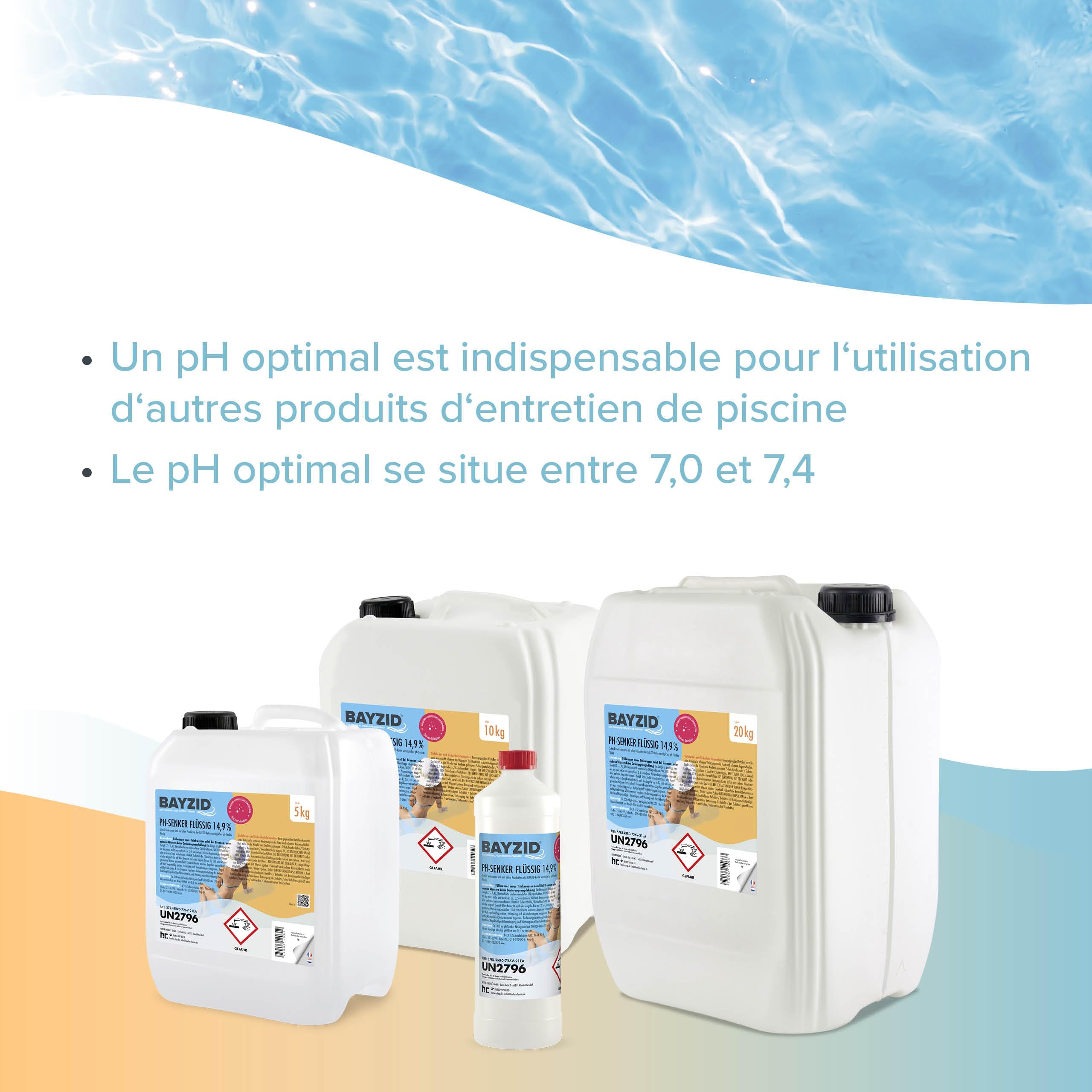 Bayzid pH Moins Liquide 14,9% 1 x 20 Kg Abaisseur de pH pour Piscine