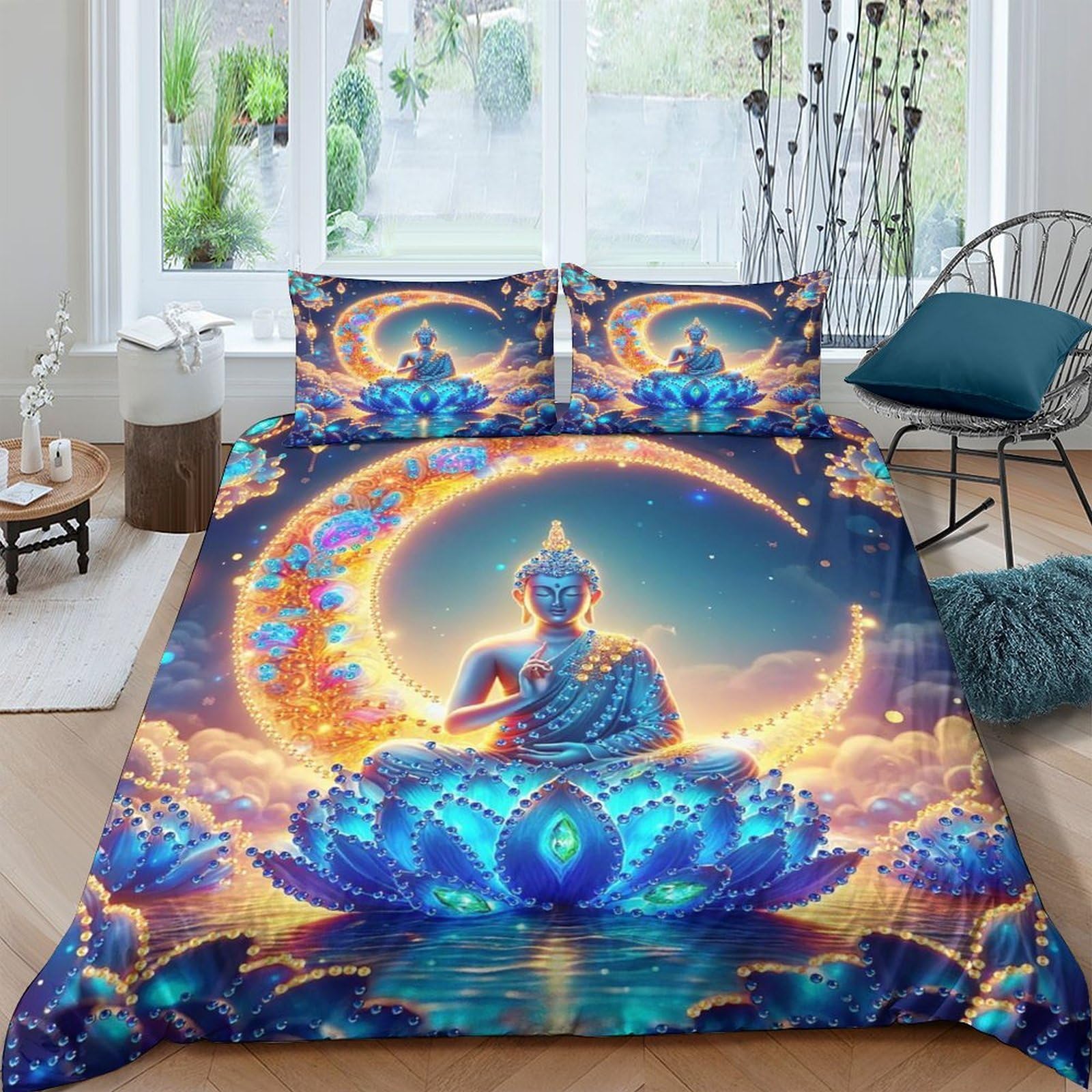 Parure de lit Bouddha 3D King 220x240 cm housse en microfibre haut de gamme