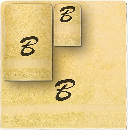 Vista 146 de Juego de toallas con monograma, regalo personalizado, juego de 3 toallas turcas bordadas con letras de bloques, 1 toalla de baño y 1 toalla de mano