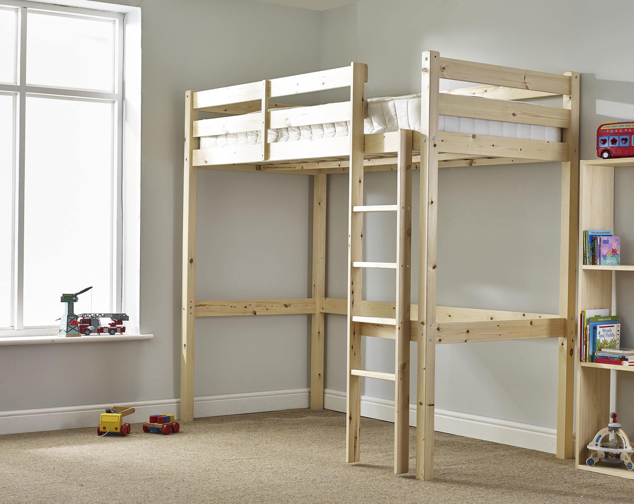 – STRICTLY BEDS&BUNKS Icarus High Sleeper Loft Bunk Bed, 4ft 6 Double