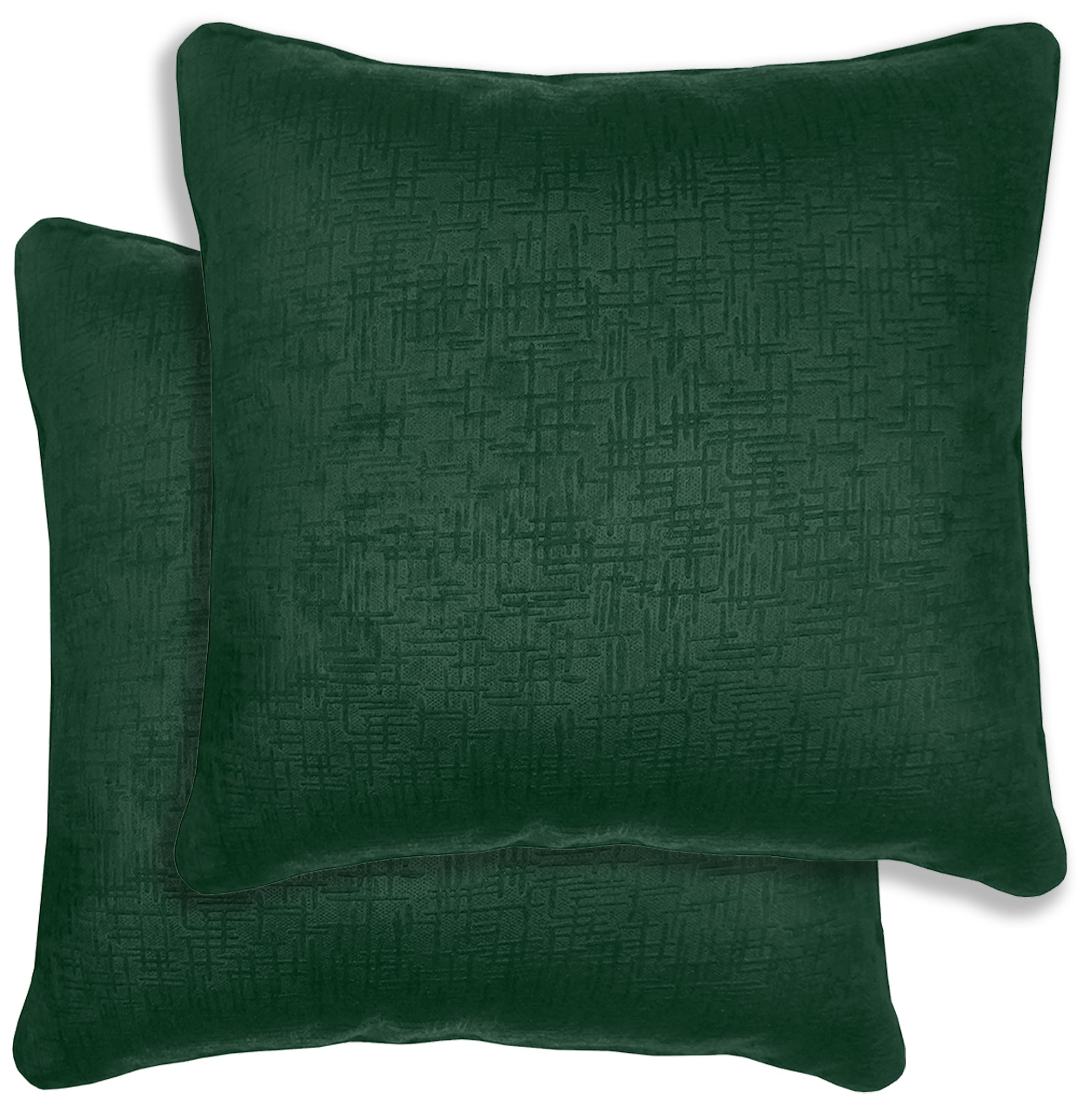 Enhanced Living Green Pair Of Vogue Textured Double Sided Zip Opening Piped Edge Cushion Covers - 43X43cm - Cases Only