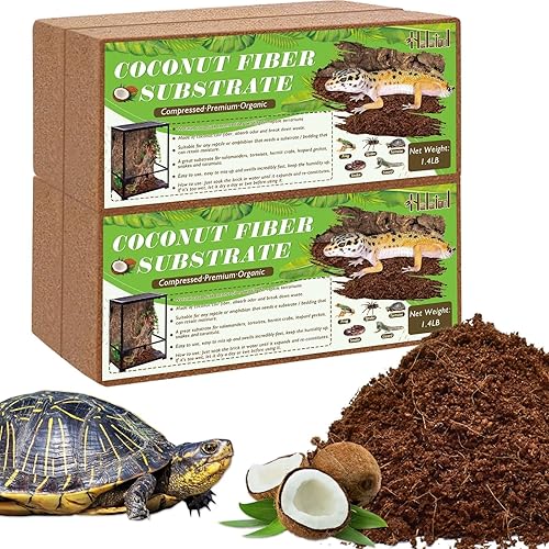 Miniatura 2 de Halatool Paquete de 4 sustratos de fibra de coco natural de primera calidad, terrario de fibra de coco para acuario para tanque de reptiles,