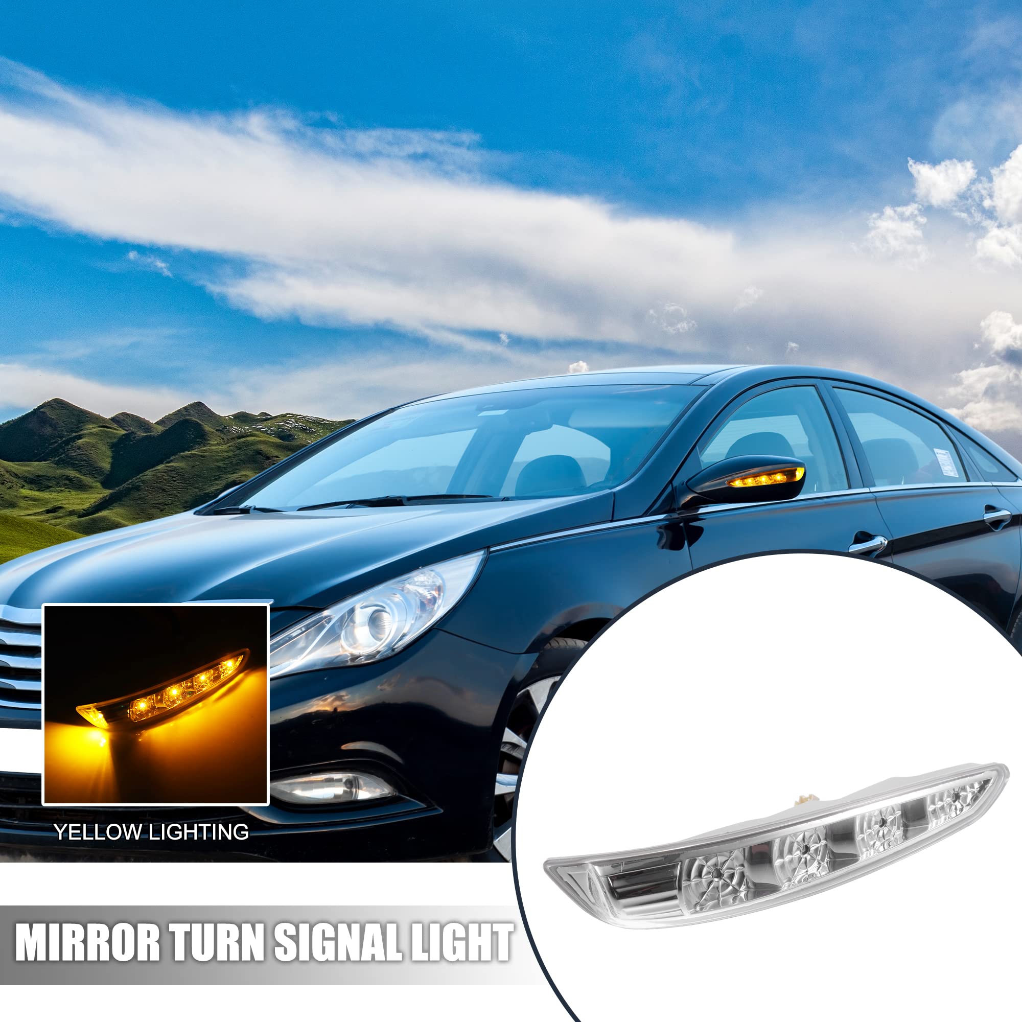 X AUTOHAUX 1 Pair Car 4 LED Front Left and Right Side Mirror Turn Signal Light 87613-3S000 87623-3S000 for Hyundai Sonata 2011-2014