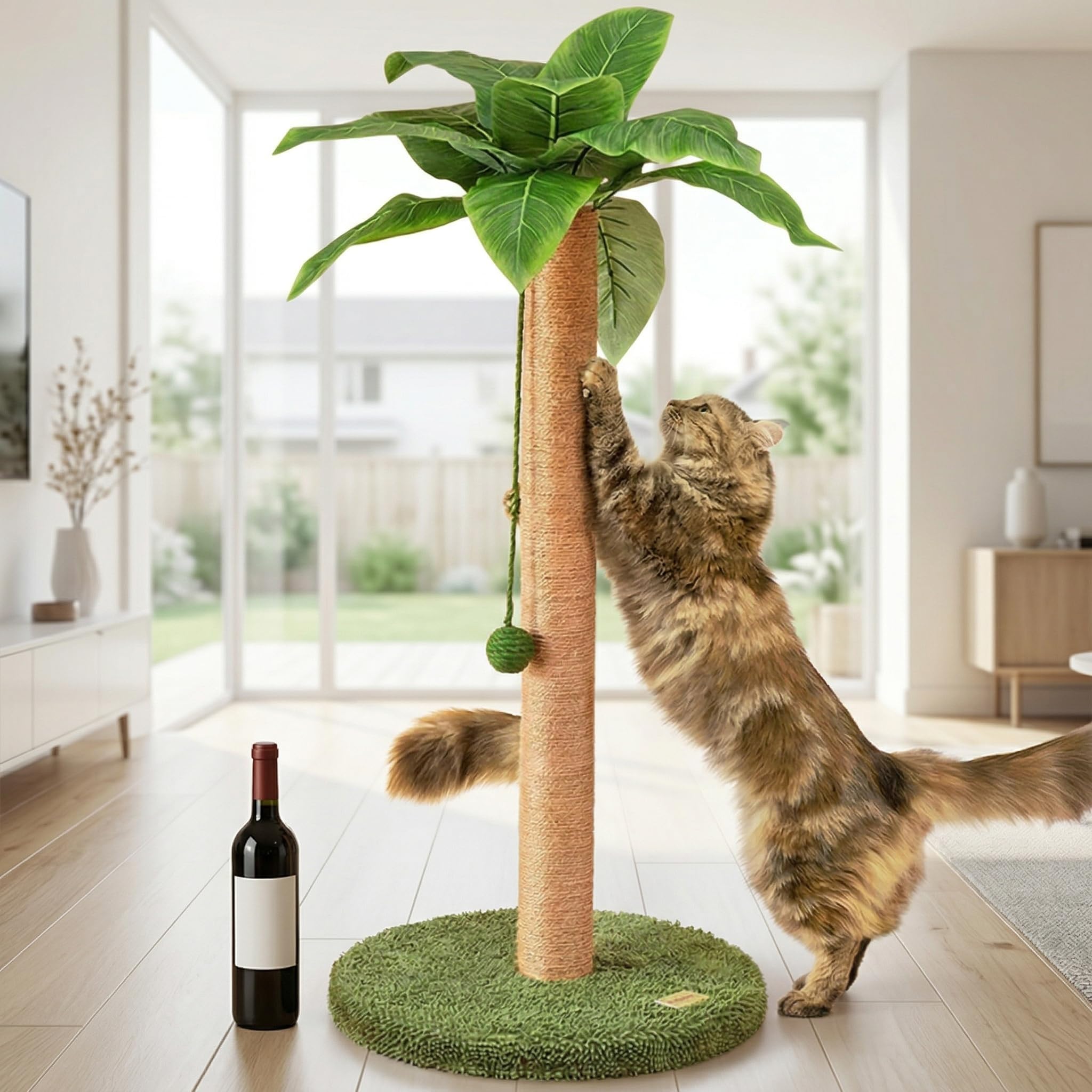 Rascador para gatos, columna rascadora con bola colgante, 80 cm de alto, cuerda de sisal de alta calidad para gatos de casa, protección de muebles y decoración del hogar