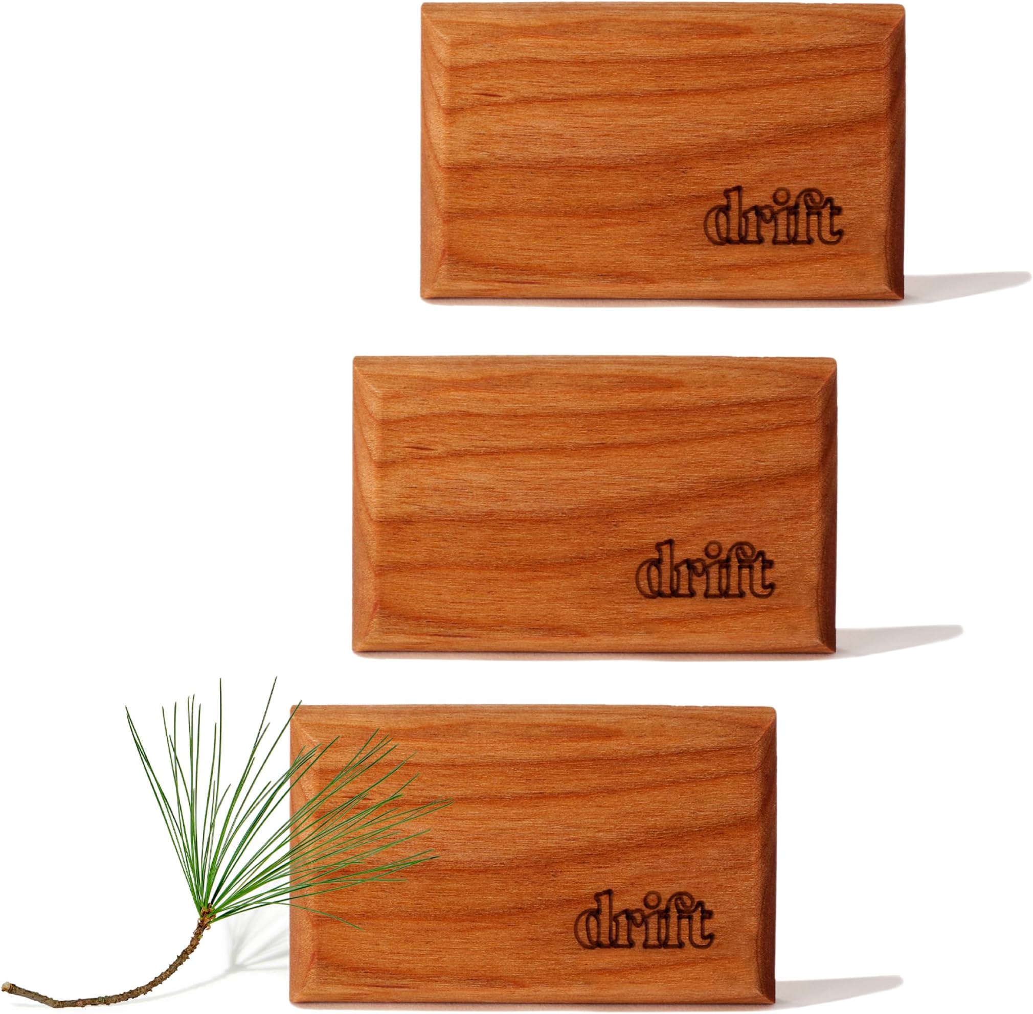 Drift Car Air Freshener - The Original Wood Air Freshener - Car Odor Eliminator - Long Lasting Scent - Metal Clip - Essential Oils - Clean Ingredients - Pine Scent 3 Pack Refill - NO CLIP INCLUDED