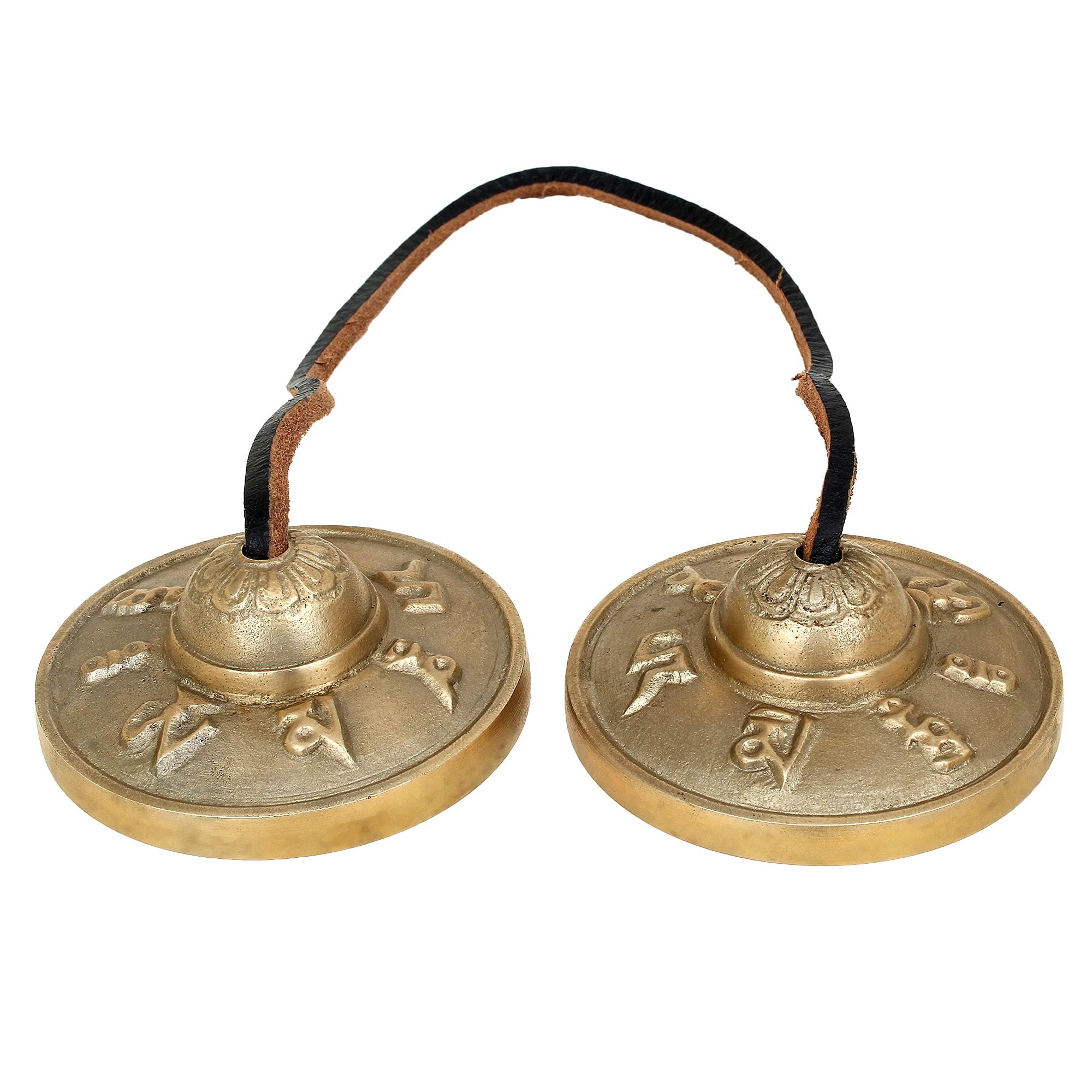 Ajuny Tibetano Tingsha Piatti Campane Meditazione Buddista Yoga Campana OM Mane Padme Hum Simboli Manjira in Rilievo Regali Spirituali