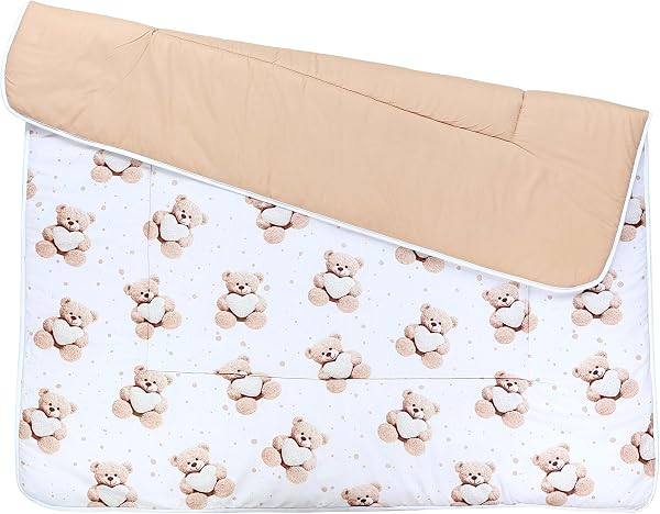 TupTam Tappeto Play Mat Per Bambini e Neonati Coperta 120 x 120 cm Gioco Imbottita XXL, Orsacchiotto con cuore/Beige - 4