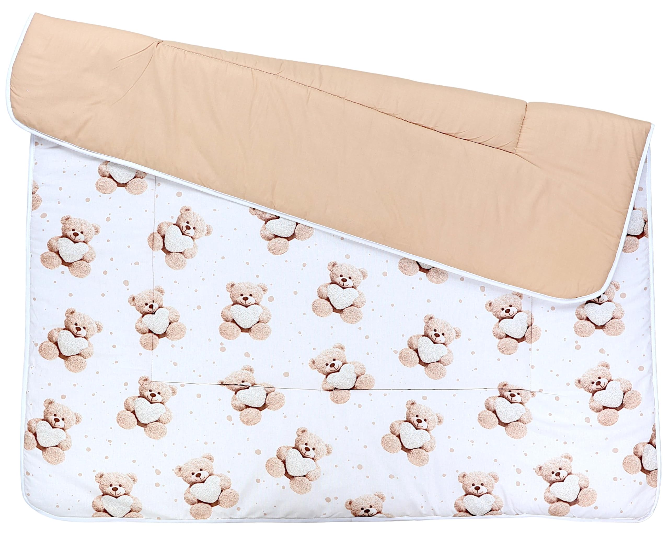 TupTam Tappeto Play Mat Per Bambini e Neonati Coperta 120 x 120 cm Gioco Imbottita XXL, Orsacchiotto con cuore/Beige - 4