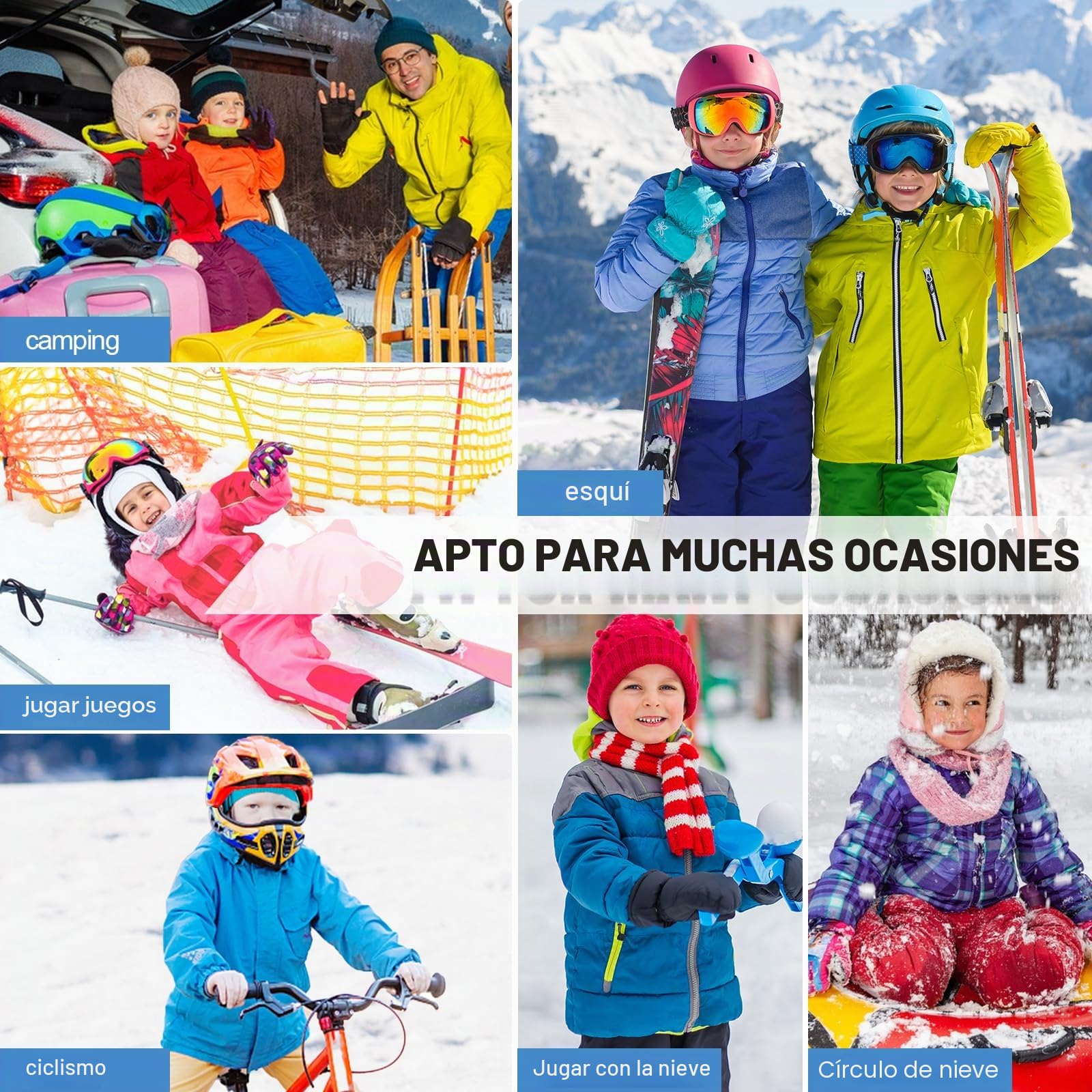 Pasamontañas Térmico Niños 4-12 Años, Invierno Multifunción Prueba de Viento Forro Polar Cálido Máscara de Esquí Ciclismo Sombreros Gorro con Calentador de Cuello, Mascarilla Niños Niñas
