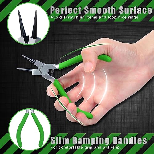 Miniatura 2 de SPEEDWOX Mini alicates de punta redonda para fabricación de joyas de 5 pulgadas, alicates pequeños de alambre de mandíbula cónica, alicates