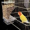 Automatic Bird Feeder, No Anti Spill Transparent Parakeet Food Container, Clear Visual Durable Cage Mount Easy Install, Prevent Splashing Reduce Waste Keep Cage Tidy Auto Feeding
