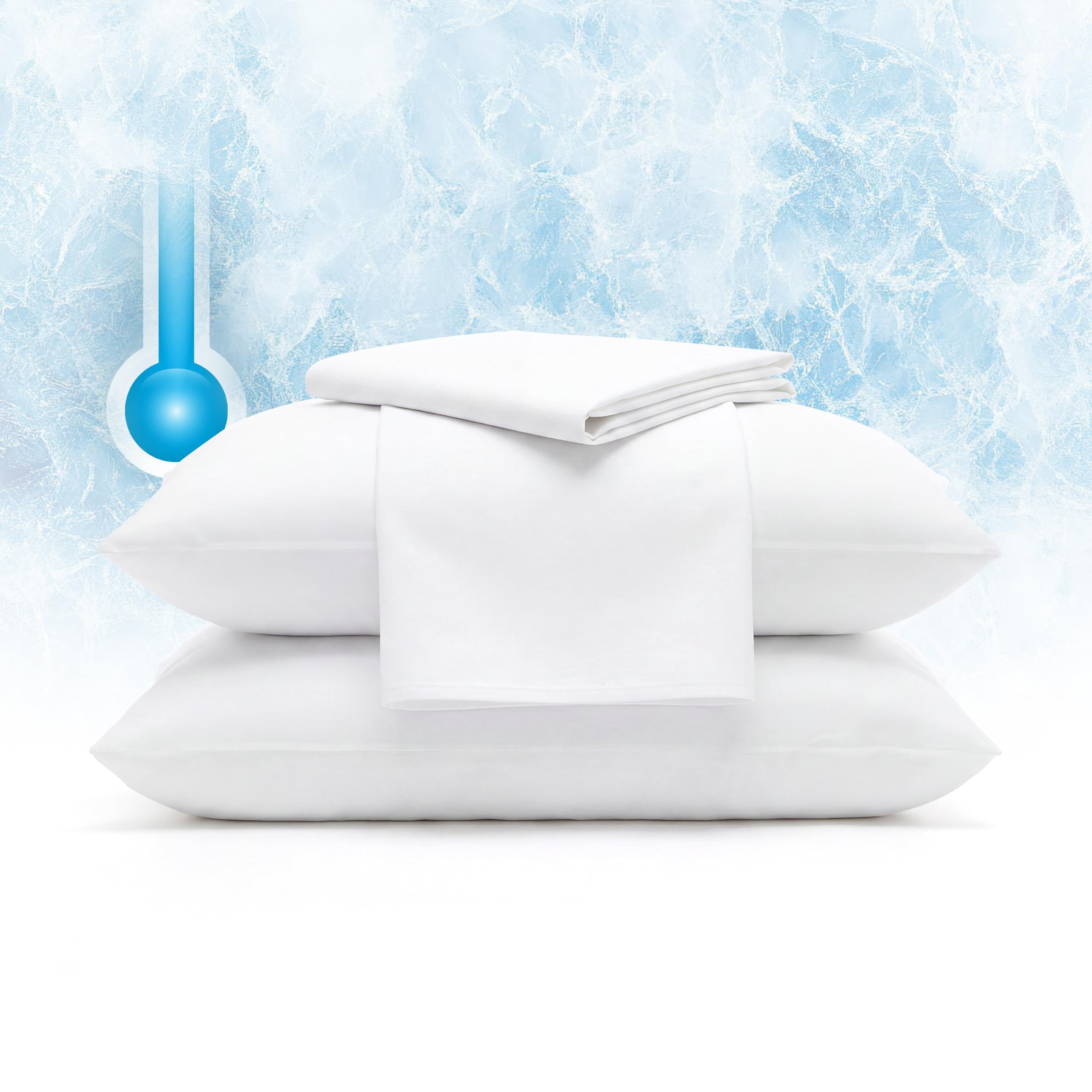 Photo 1 of Serta Power Chill Cooling Pillow Protectors, Stain Resistant and Zippered Pillow Protector, Protects Pillow from Dust and Dirt (2 Pack), Standard/Queen, White
