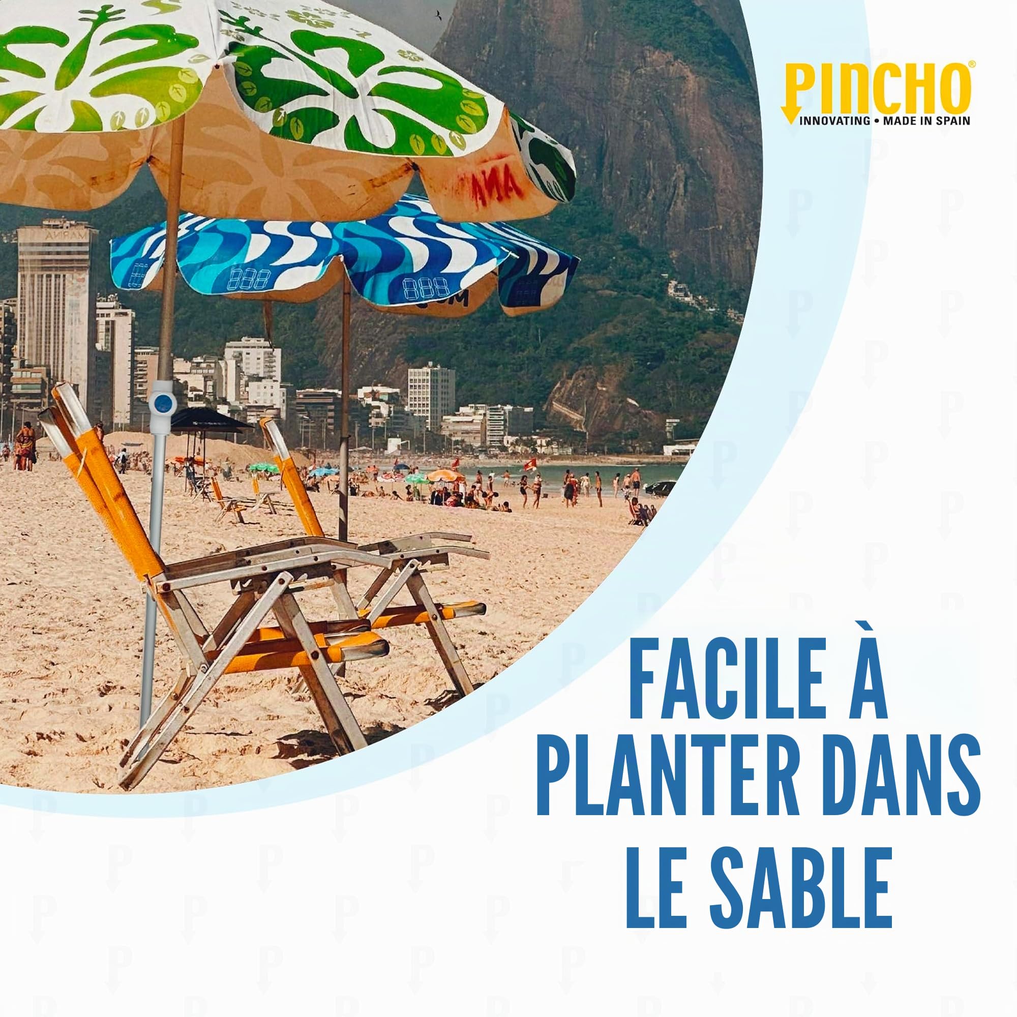 Pincho Support tige pour parasol de plage – Base de parasol en aluminium résistant – Fixation sûre pour tubes de Ø25 mm – Support réglable anti-vent – Fabriqué en Espagne