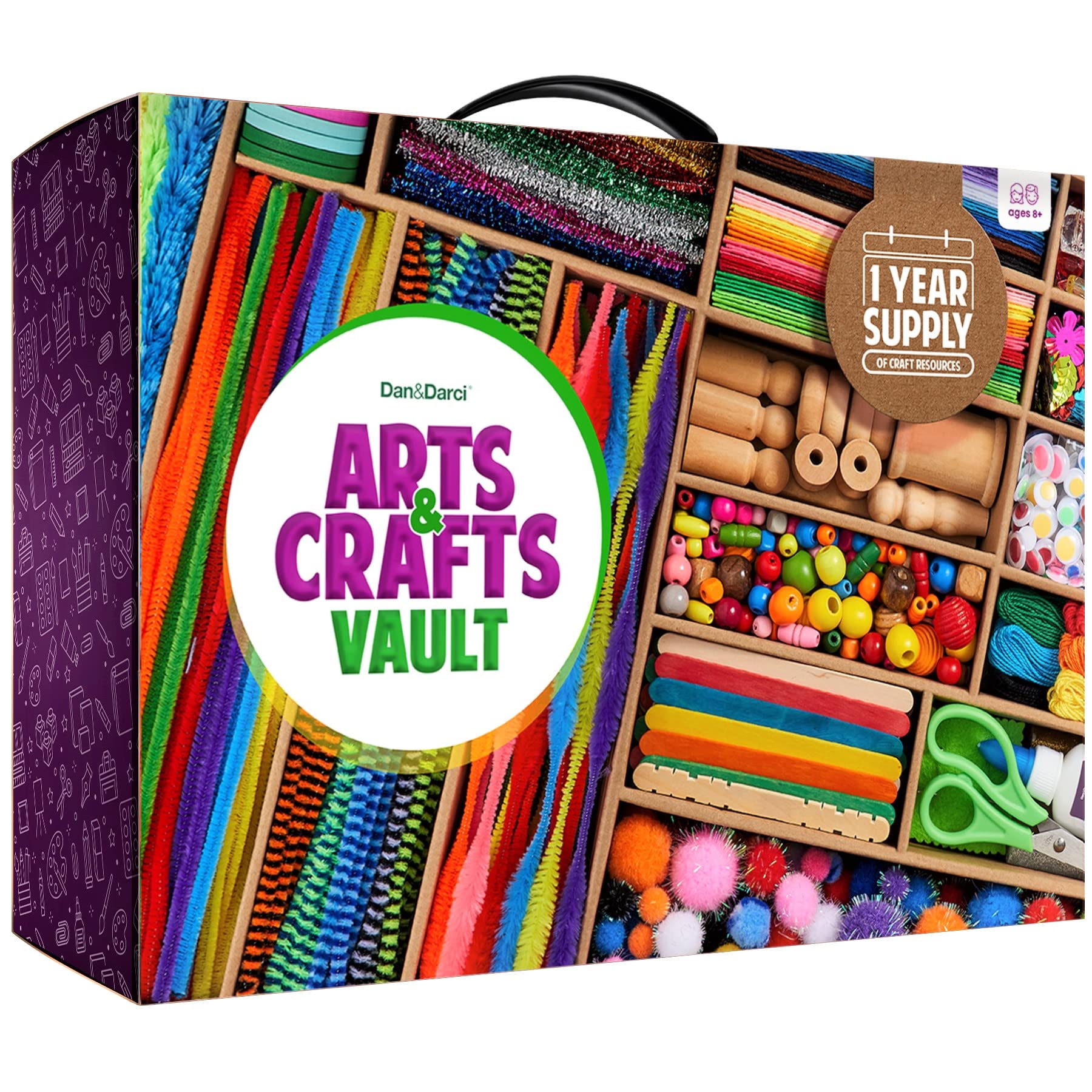 Dan&Darci Arts and Crafts Vault - Craft Supplies Kit in a Box - Christmas Gift for Kids Ages 4 5 6 7 8 9 10 11 & 12 Year Old Girls & Boys - Crafting Set Kits - Gift Ideas for Kid Art Activity GiftsDan&Darci Arts and Crafts Vault - Craft Supplies Kit i…