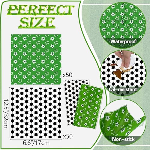 Miniatura 7 de 200 bandejas de papel para comida de fútbol, bandejas desechables para nachos con papel de revestimiento resistente a la grasa, hojas de papel