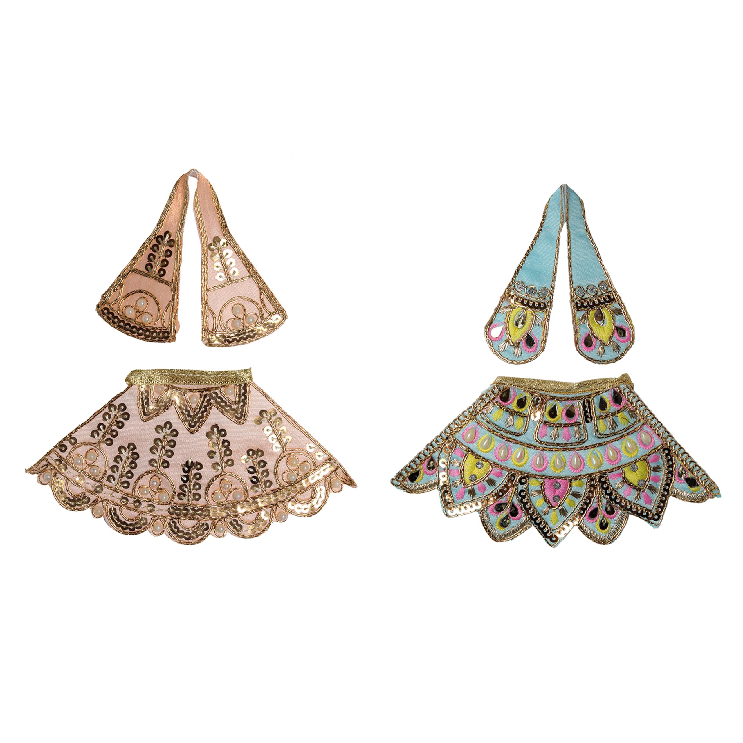 Aditri Creation Set of 2 Pink and Blue Designer Laxmi Durga Devi MATA Dress poshak vastra Cloth lehanga Chunari Puja Item for Idol Statues (Size :- 3")