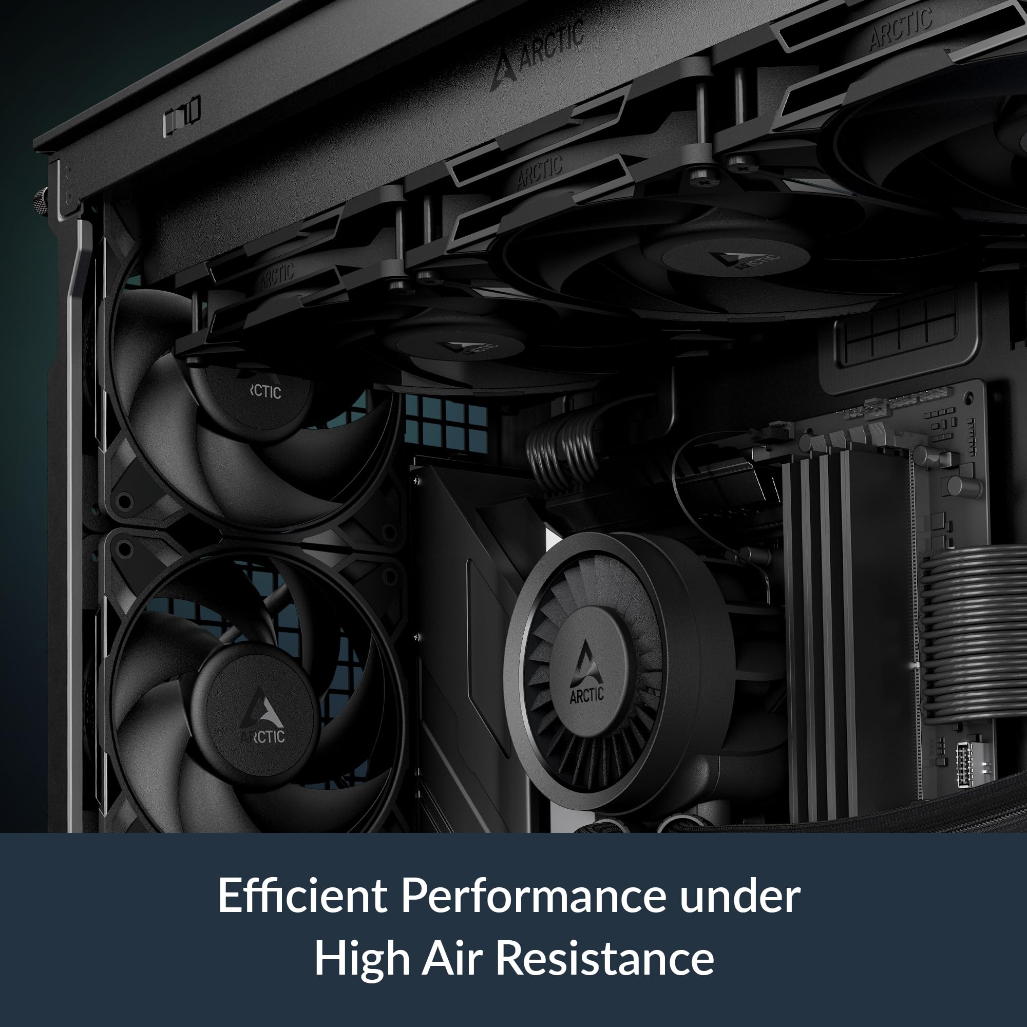 ARCTIC P12 Pro PST - 5 Pack - Powerful Premium Fan, 120 mm PWM Fan with Y-Cable Splitter, 600-3000 RPM, 0 RPM <5% PWM, Fluid Dynamic Bearing, 4-Pin - Black - Additional View