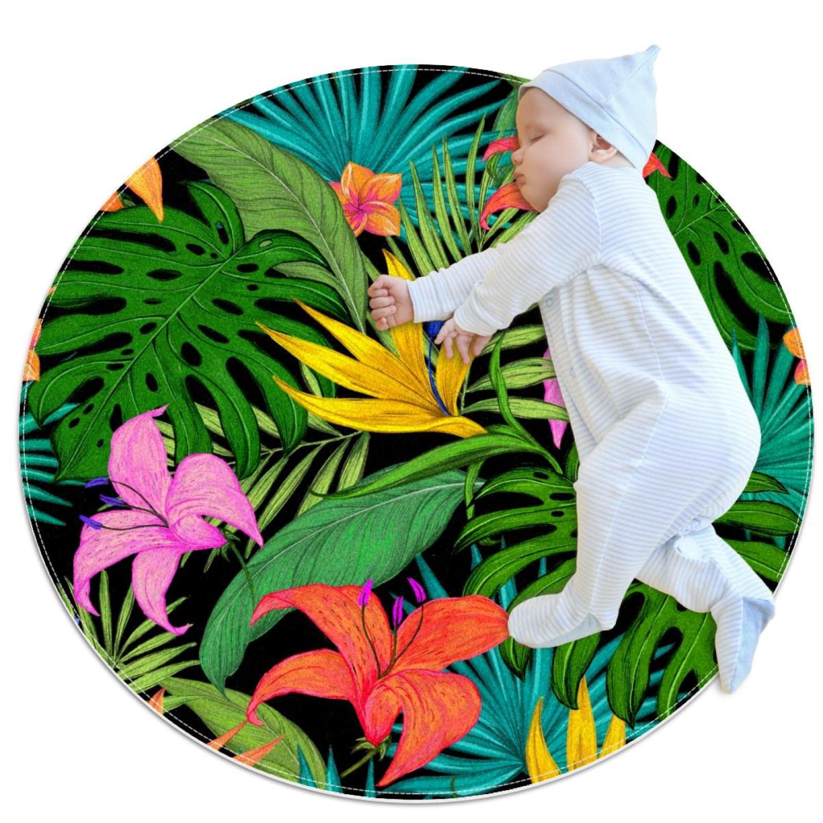 JDEZ Tapis de jeu pour enfants design fleurs - Matière douce haute qualité pour coin lecture bébé