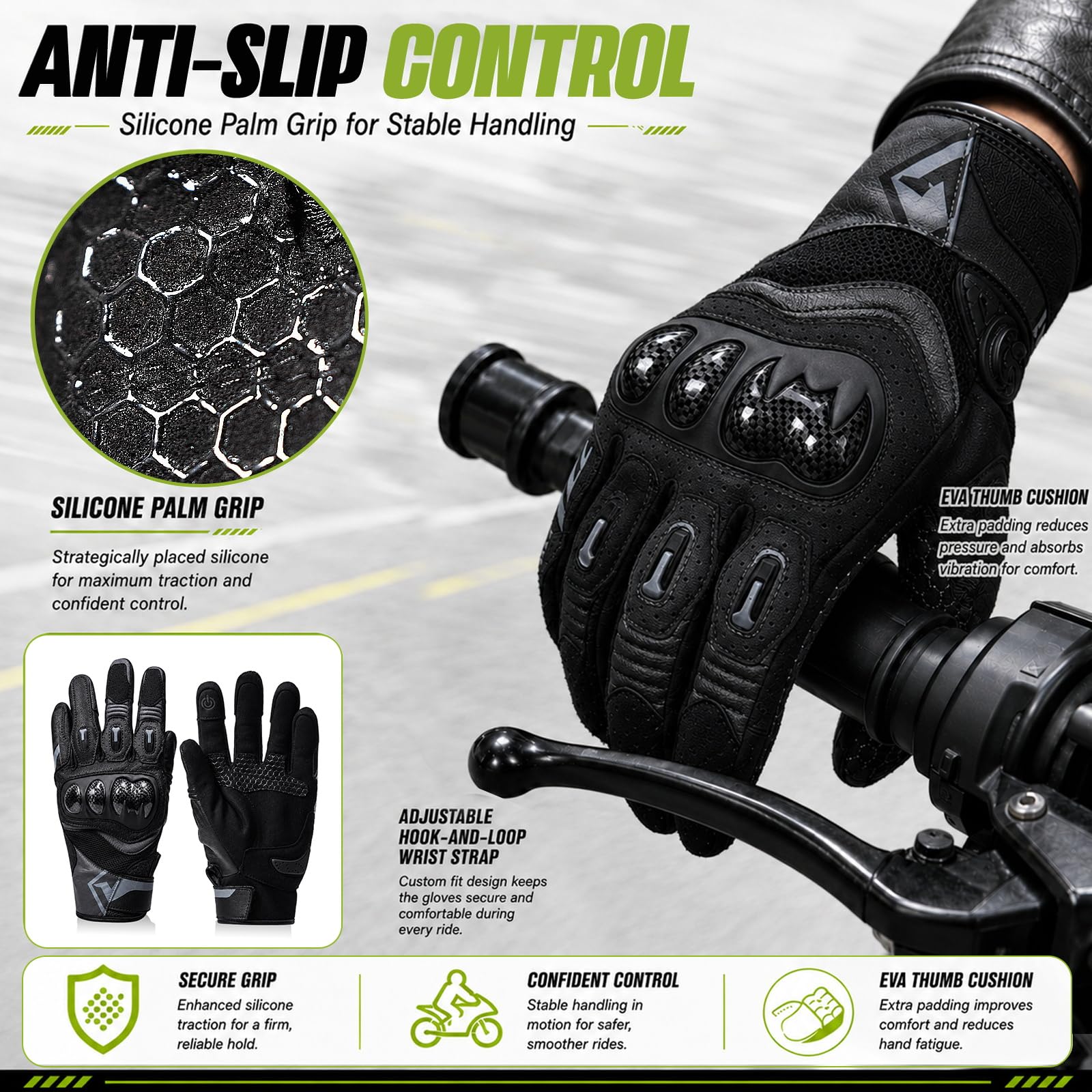 Guanti Moto Estivi Uomo Tessile Pelle Corto Ventilato Omologati Guanto Per Motocicletta Ventilata Touchscreen Motocross Protettore Rinforzato Abbigliamento Città