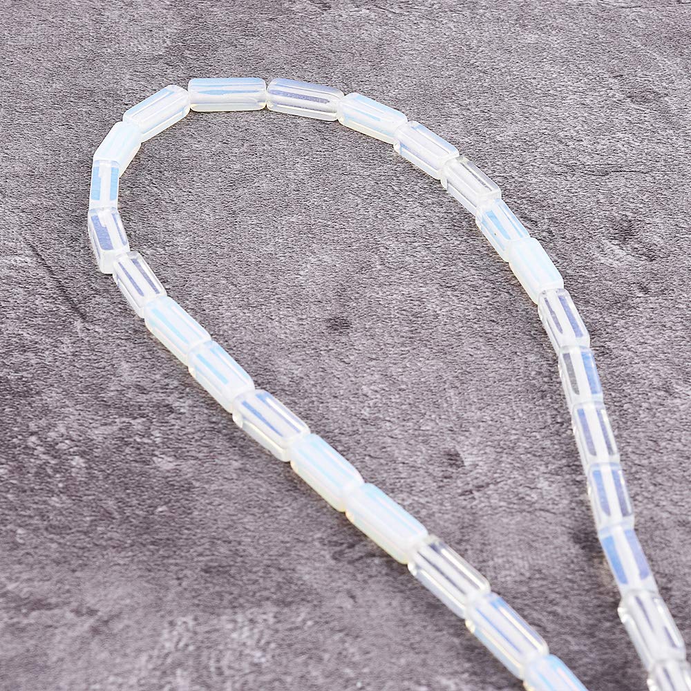 Asingeloo30PCS 4X13mm Natural White Opal Gemstone Loose Beads Tube Energy Stone Healing Power for Jewelry Making 15.5" a Strand