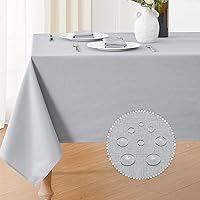 Vista 25 de Mantel rectangular impermeable de 52 x 70 pulgadas, de lino texturizado, lavable, resistente a las manchas y a las arrugas, mantel decorativo