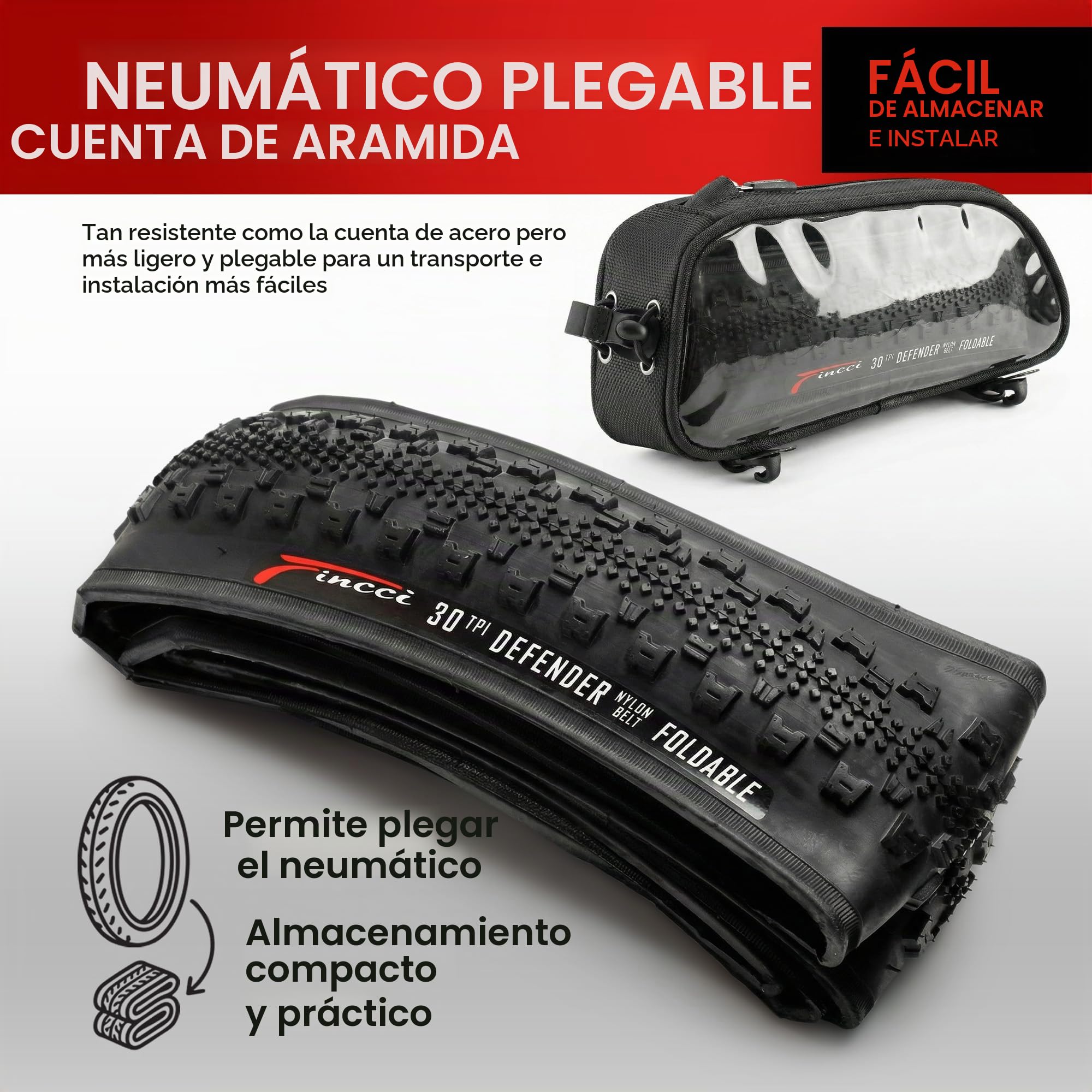Fincci Cubiertas 700x38c ETRTO 40-622 Plegables Antipinchazos 1 mm (Pack 2)