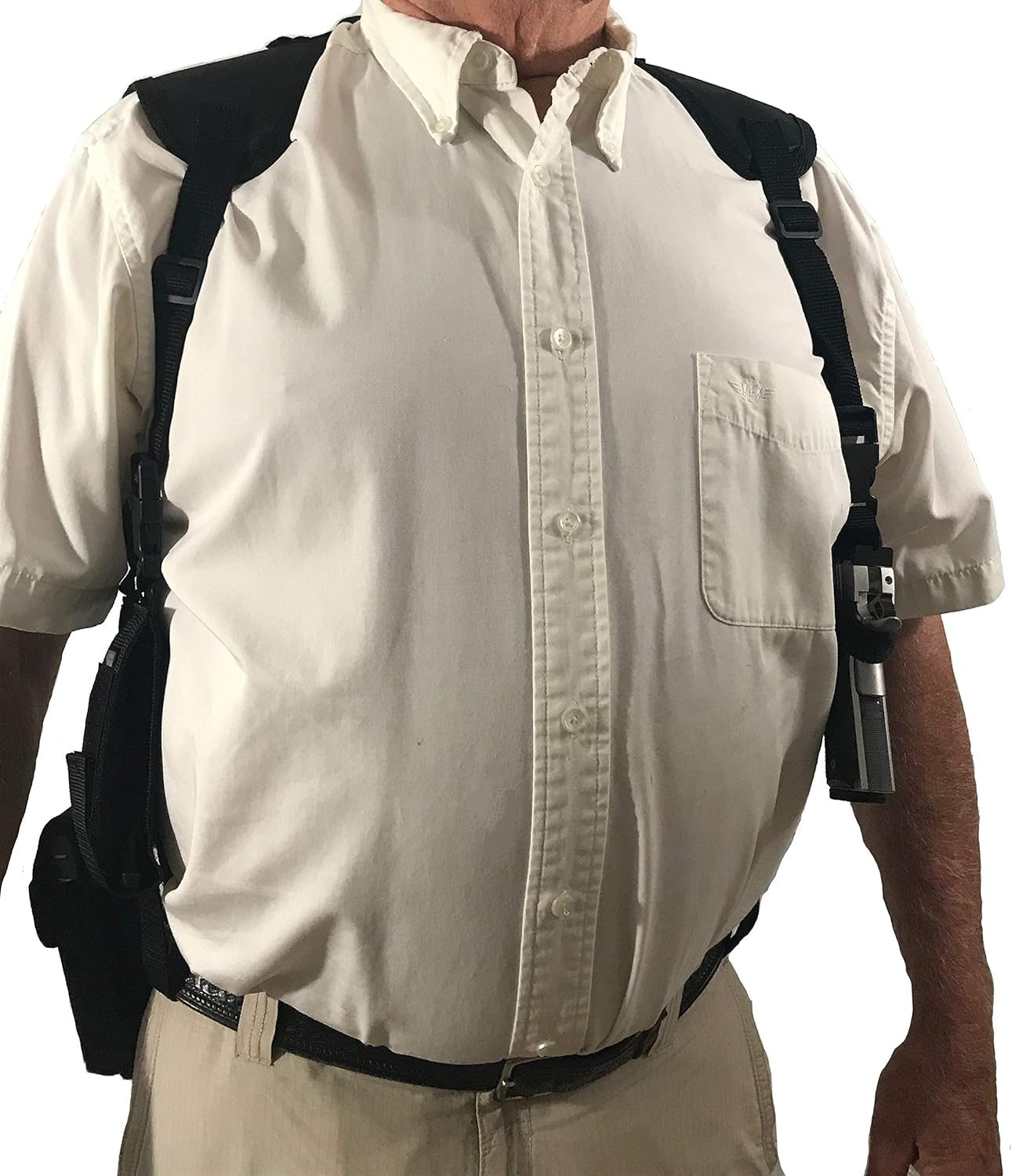 Deluxe Shoulder Holster fits Glock 19 19x 25 32 38, 45 48 Double Magazine Pouch Use Right or Left Handed